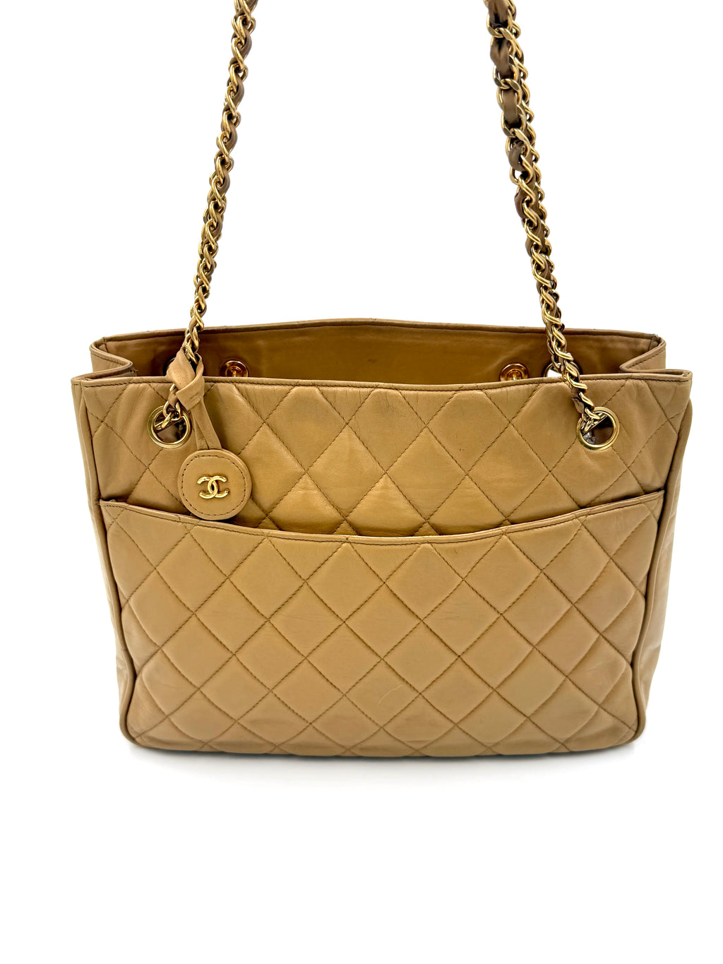 Pre-Owned Chanel Vintage Beige Matelasse Shopper with Gold Hardware - Authenticated