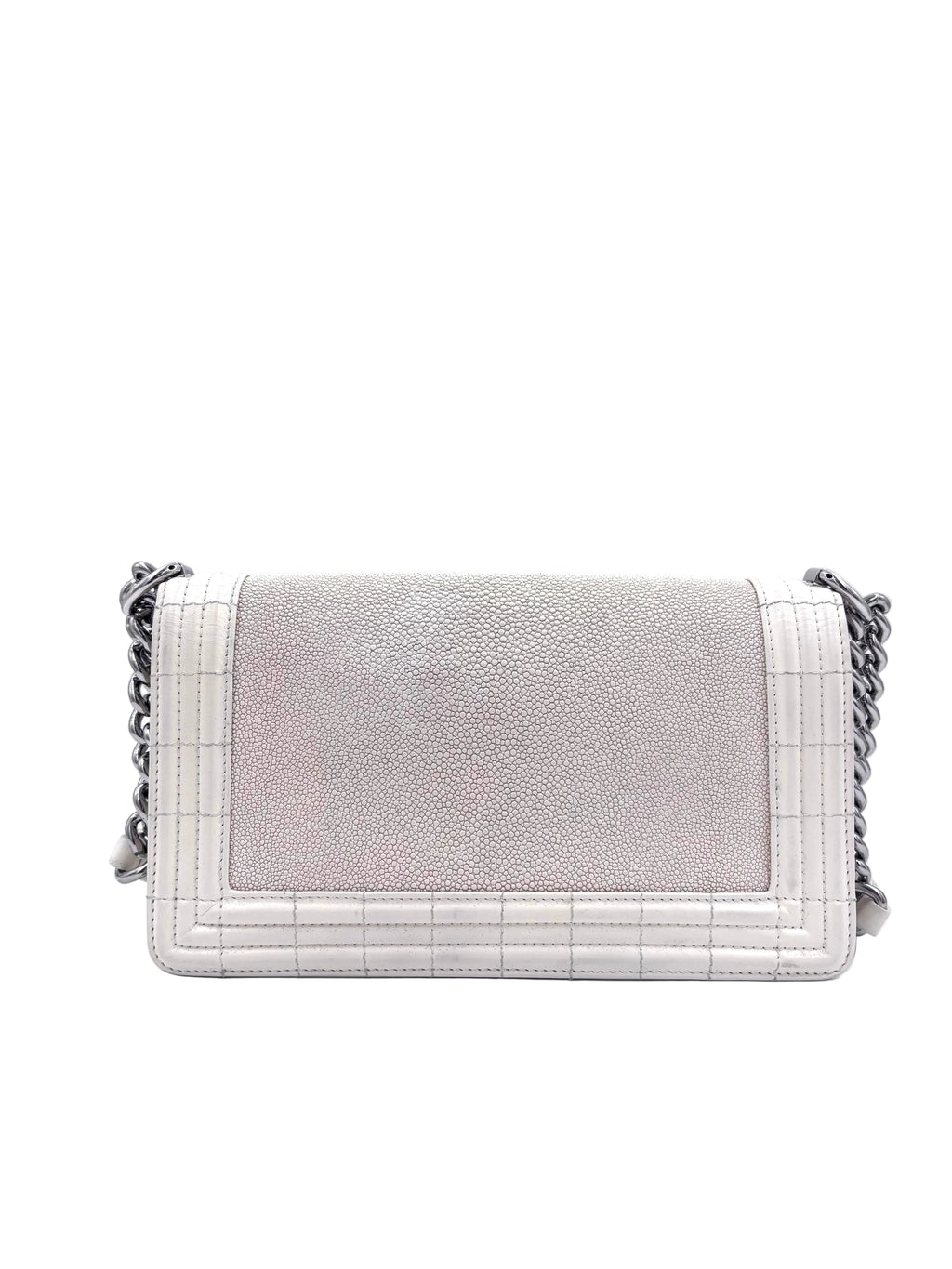 Pre-Owned Chanel Ivory Stingray Galuchat Medium Boy Bag Series 16 2012 - Authenticated