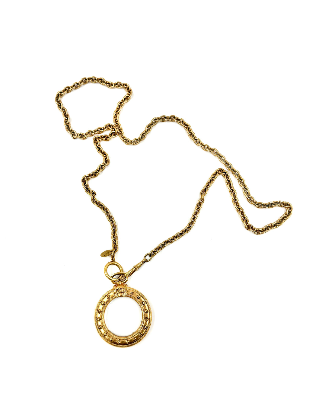 Pre-Owned Chanel Necklace with Monocle Magnifying Glass Pendant 24k Gold Plated - Authenticated