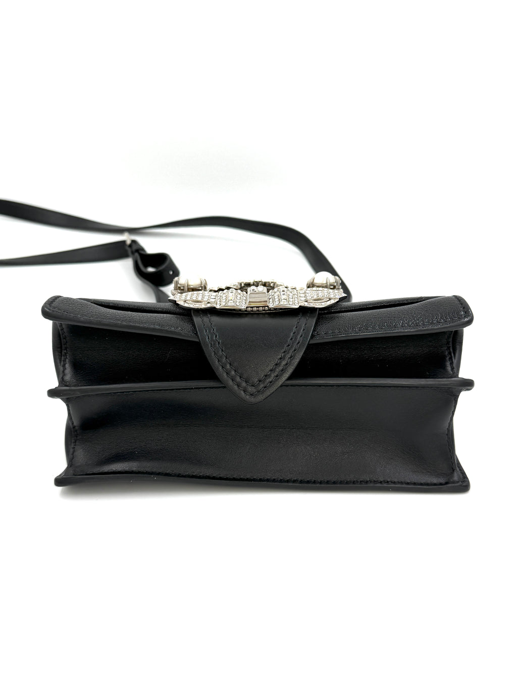 Pre-owned Miu Miu Calfskin Crystal and Pearl Closure Crossbody - Authenticated
