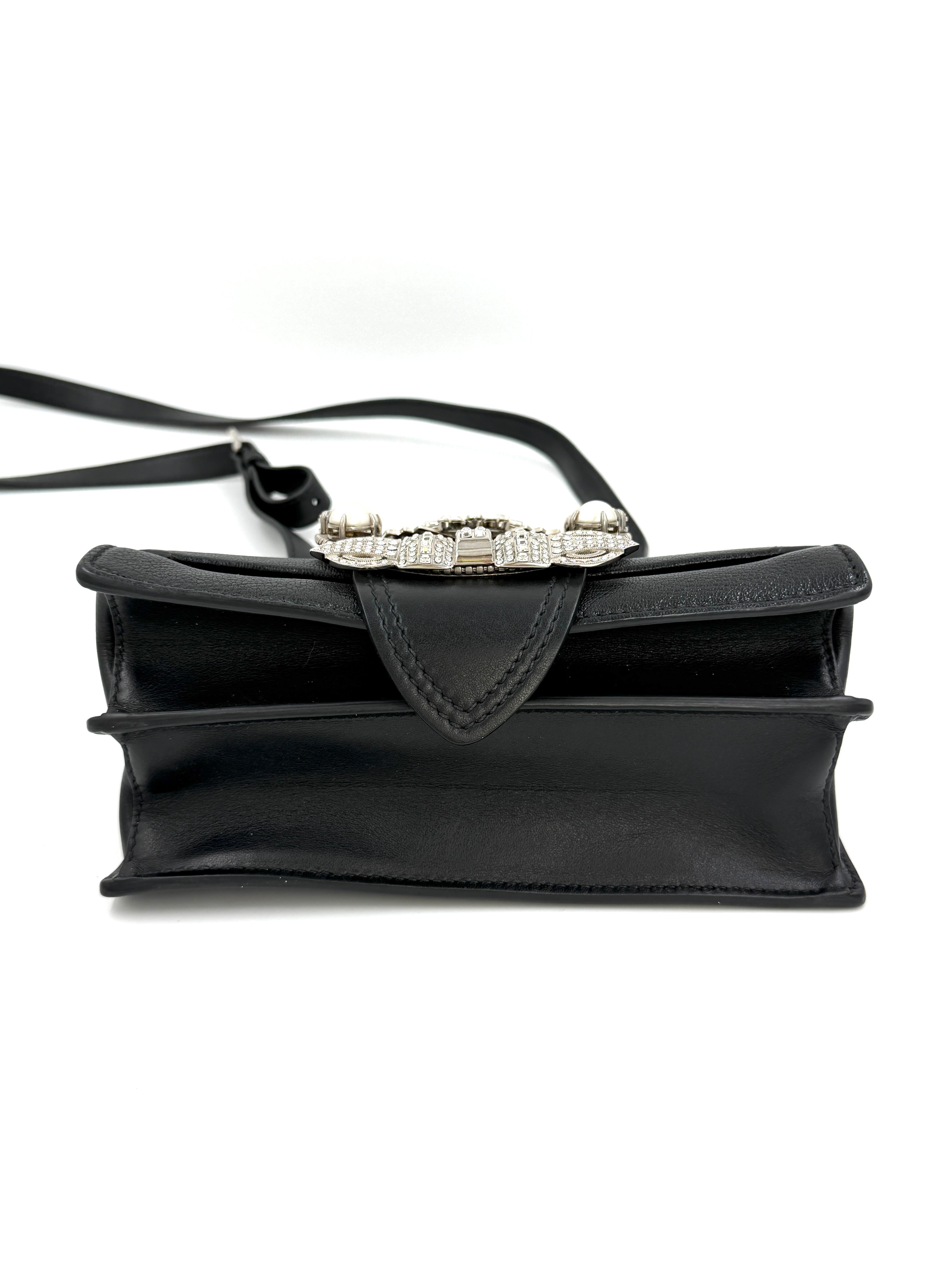 Pre-owned Miu Miu Calfskin Crystal and Pearl Closure Crossbody - Authenticated