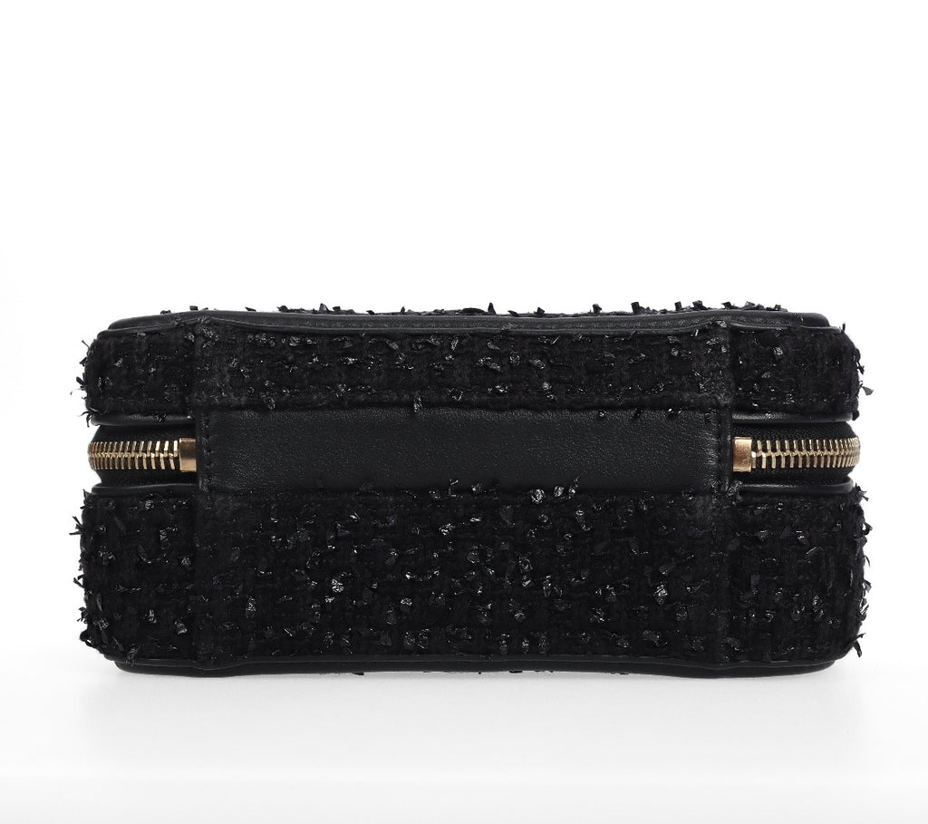 Pre-owned Chanel Black Small Filligree Tweed Vanity with Beading - Authenticated