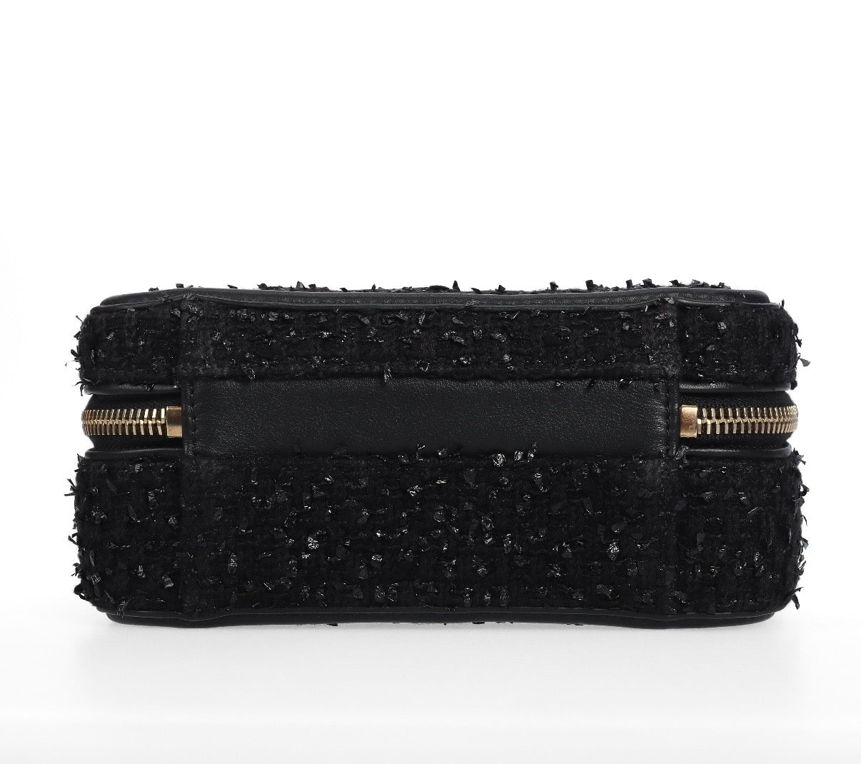 Pre-owned Chanel Black Small Filligree Tweed Vanity with Beading - Authenticated