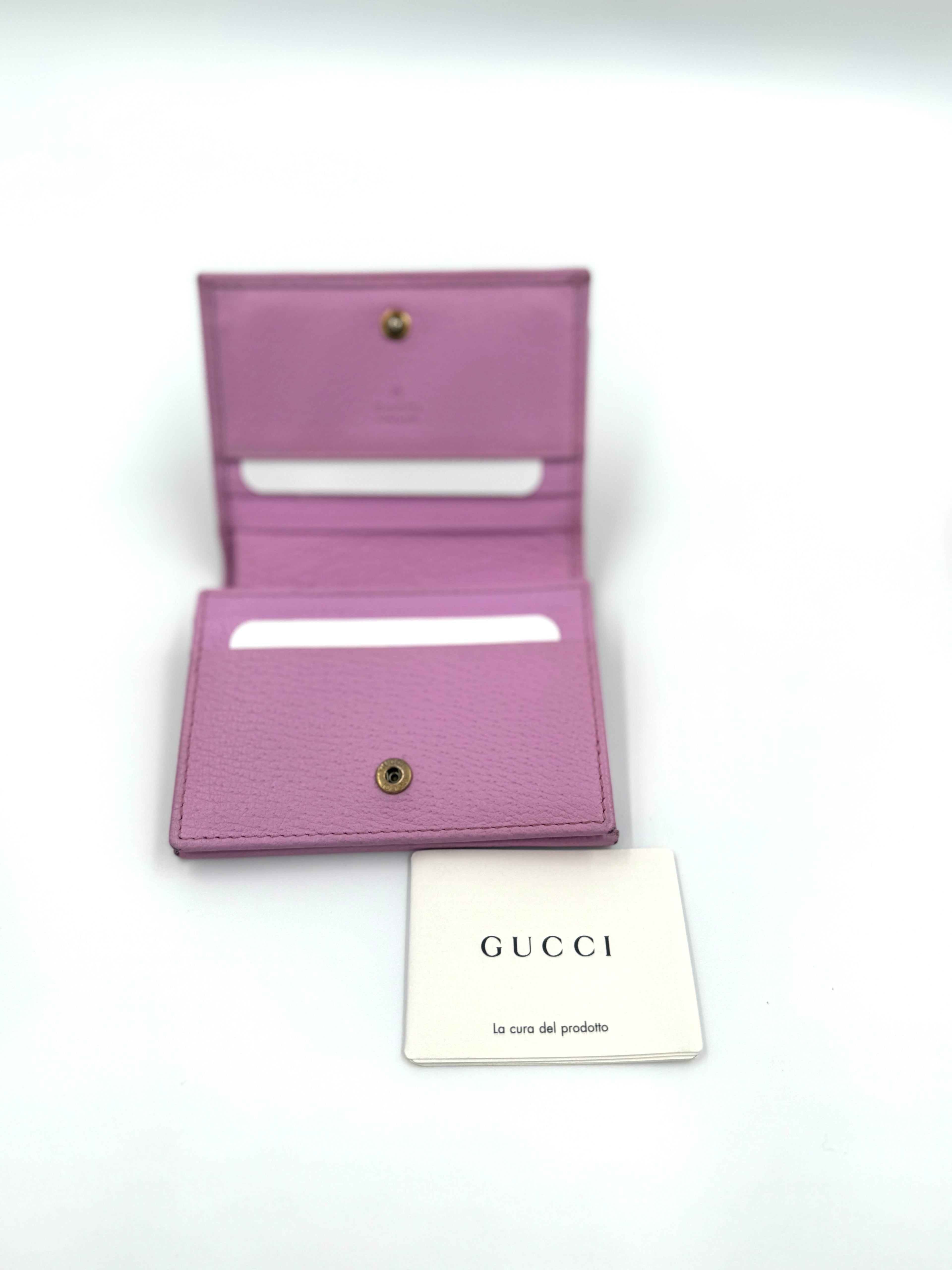 Pre-Owned Gucci GG Marmont Pink Leather Crystal Wallet - Authenticated