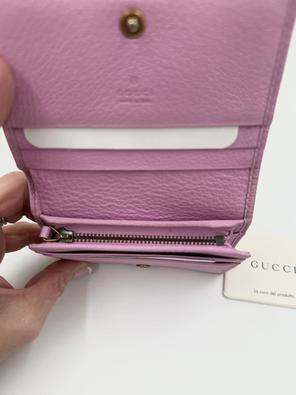 Pre-Owned Gucci GG Marmont Pink Leather Crystal Wallet - Authenticated