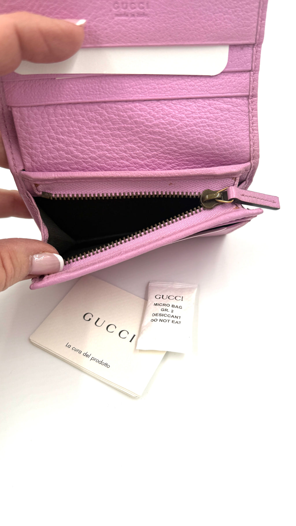 Pre-Owned Gucci GG Marmont Pink Leather Crystal Wallet - Authenticated