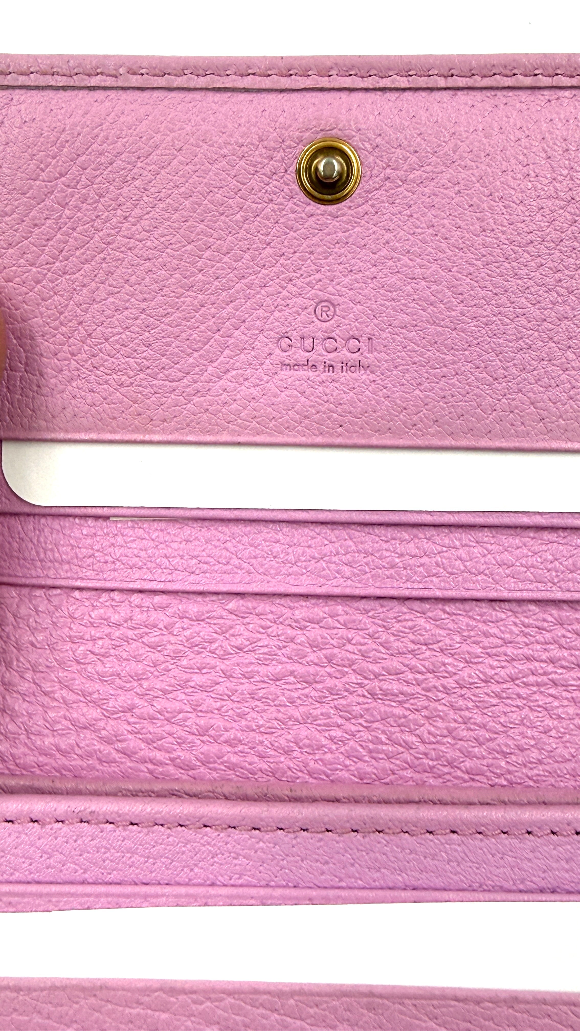 Pre-Owned Gucci GG Marmont Pink Leather Crystal Wallet - Authenticated