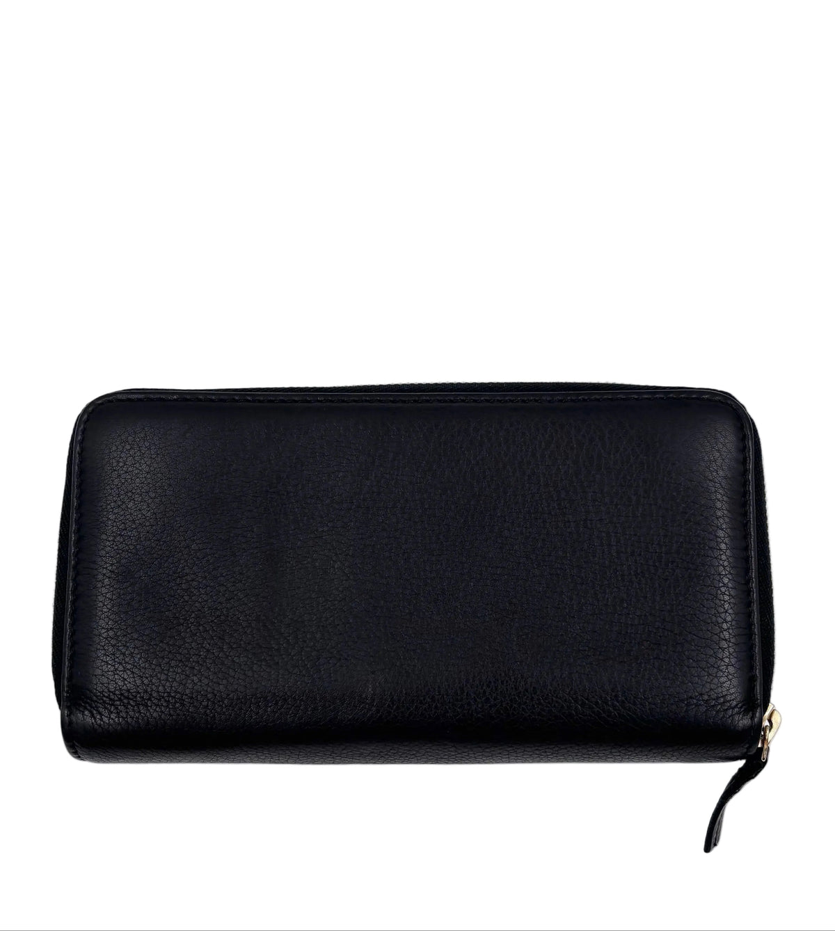 Pre-owned Gucci Soho Double Zip Around Wallet in Black Pebbled Leather