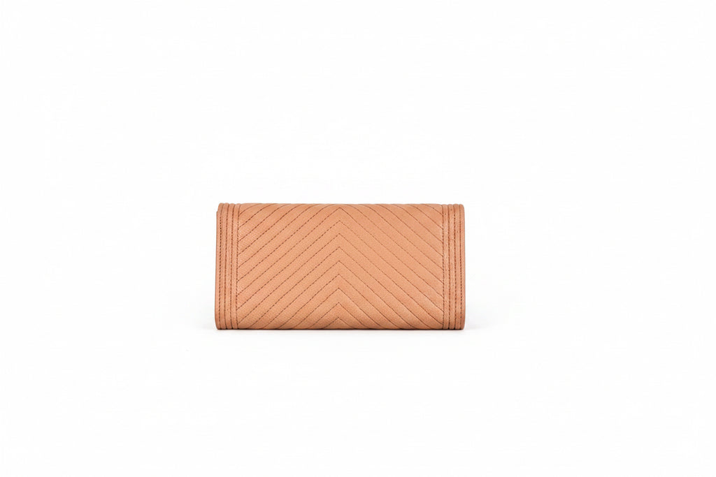Pre-Owned Chanel Caviar Leather Chevron Boy Wallet with Gold Hardware - Authenticated