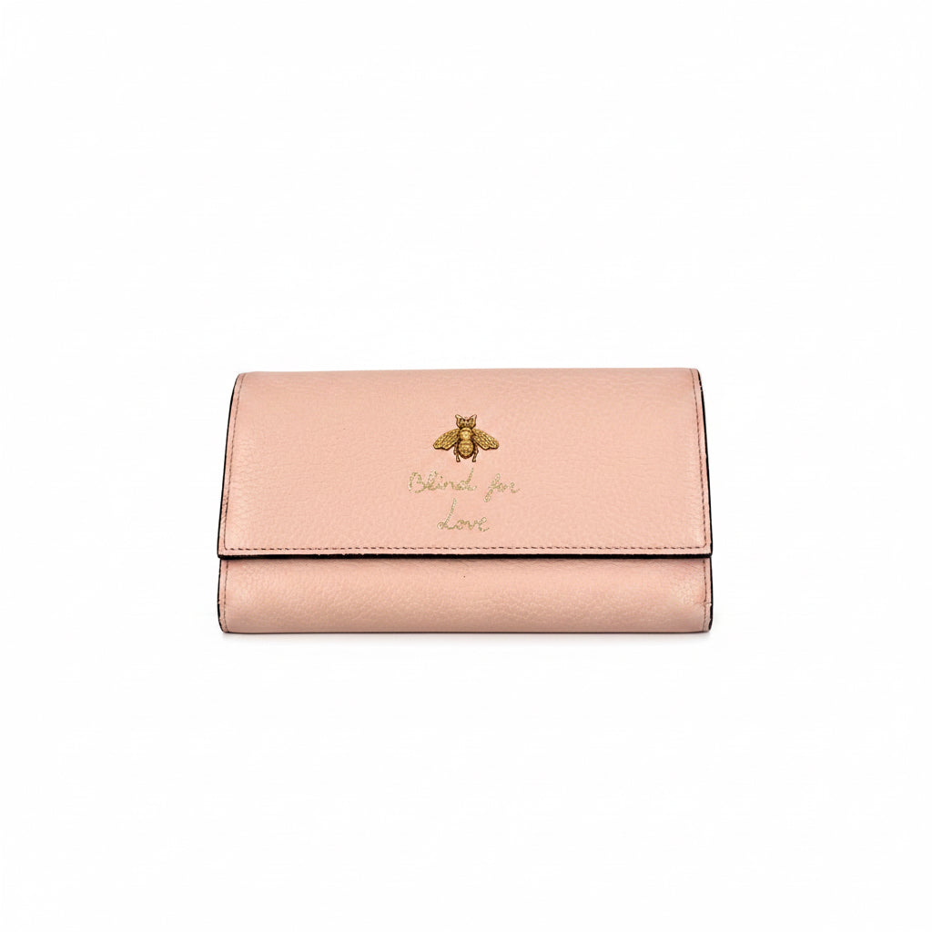 Pre-Owned Gucci Blind for Love Long Pink Wallet - Authenticated