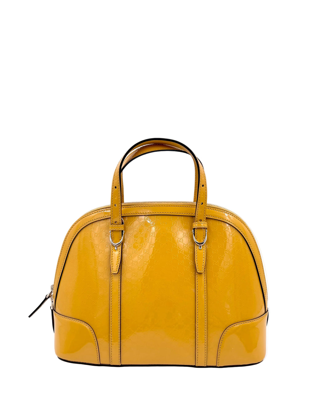 Pre-owned Gucci Microguccissima Nice Dome Satchel in Yellow Patent Leather - Authenticated