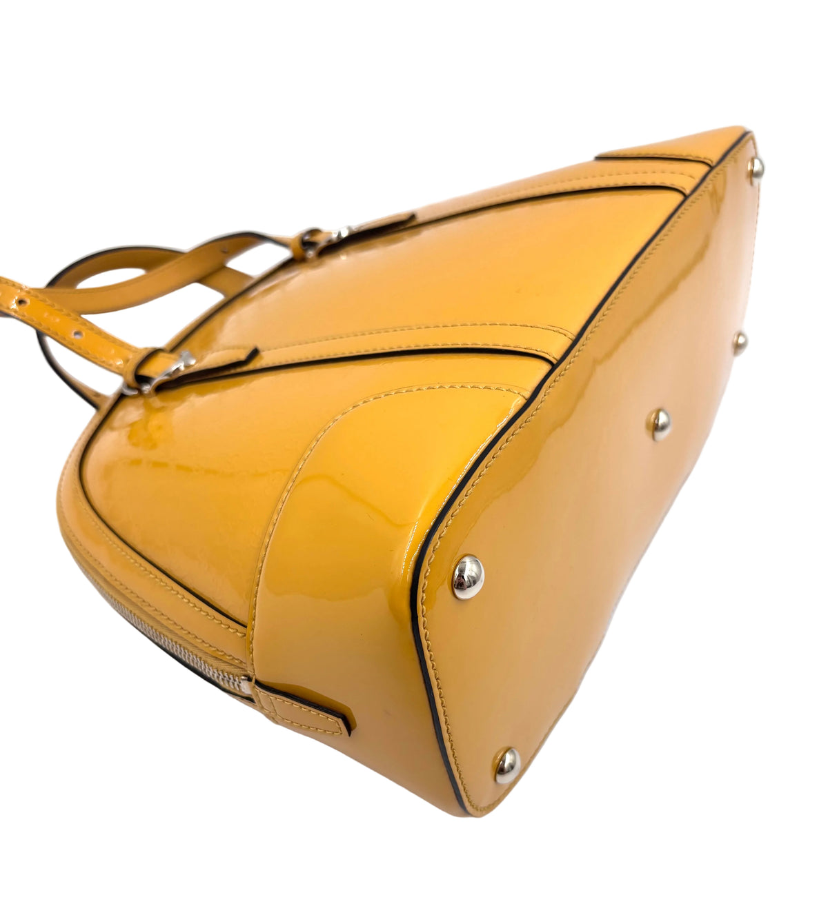 Pre-owned Gucci Microguccissima Nice Dome Satchel in Yellow Patent Leather - Authenticated