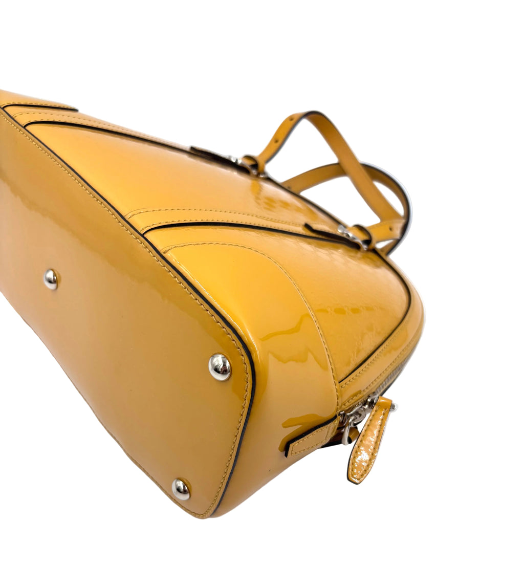 Pre-owned Gucci Microguccissima Nice Dome Satchel in Yellow Patent Leather - Authenticated