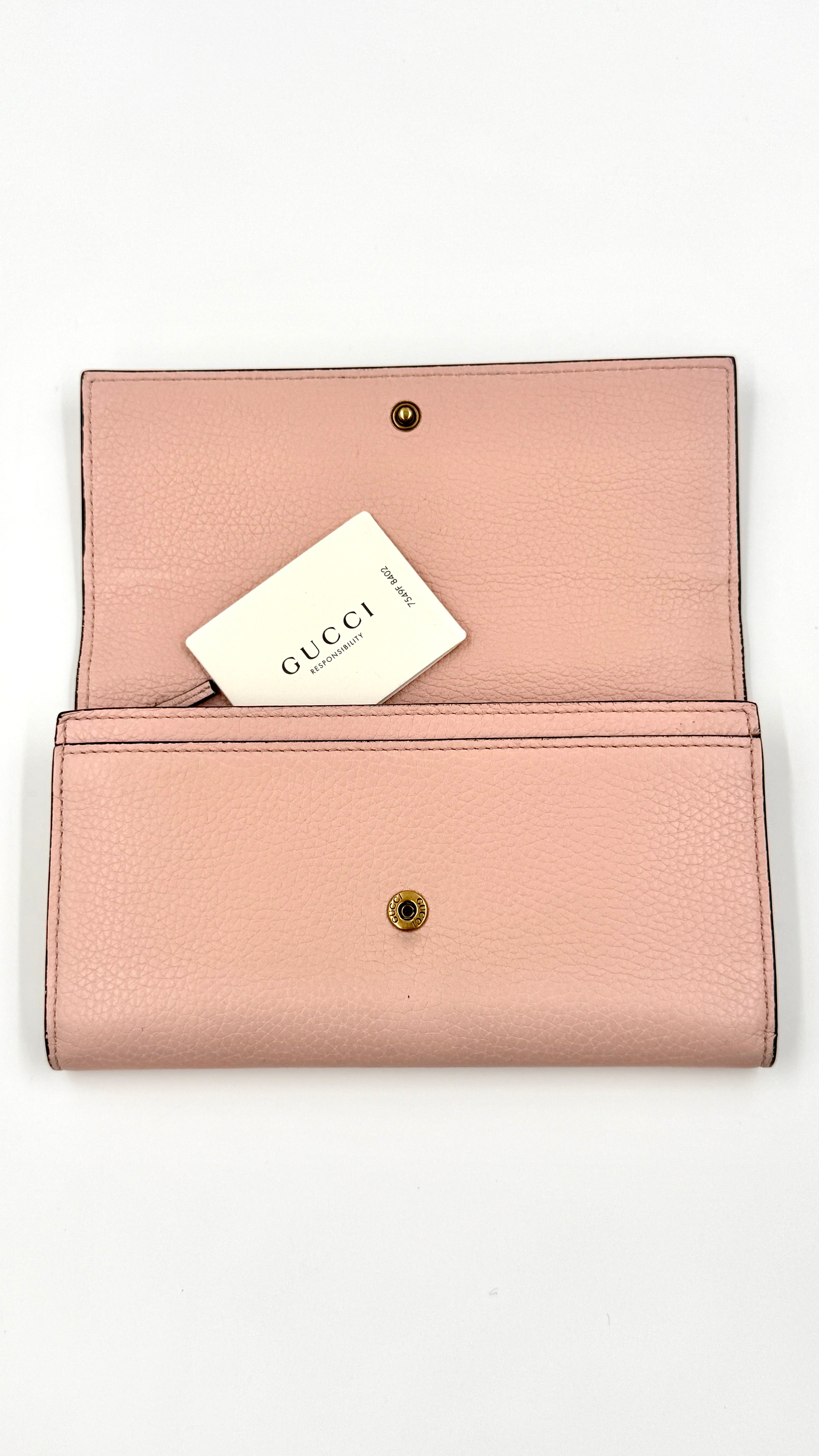 Pre-Owned Gucci Blind for Love Long Pink Wallet - Authenticated