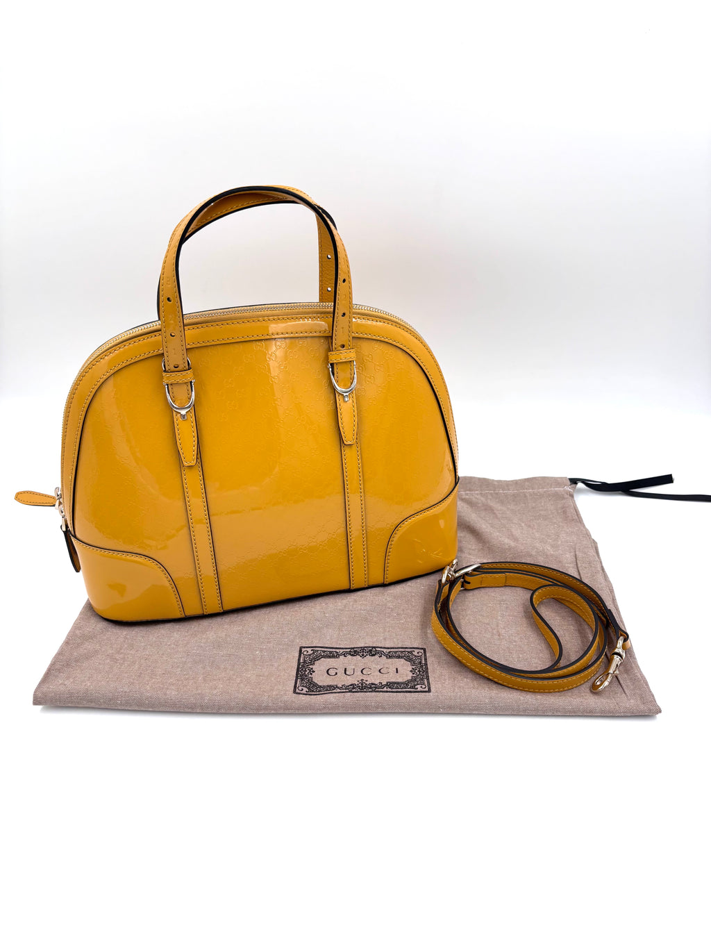 Pre-owned Gucci Microguccissima Nice Dome Satchel in Yellow Patent Leather - Authenticated