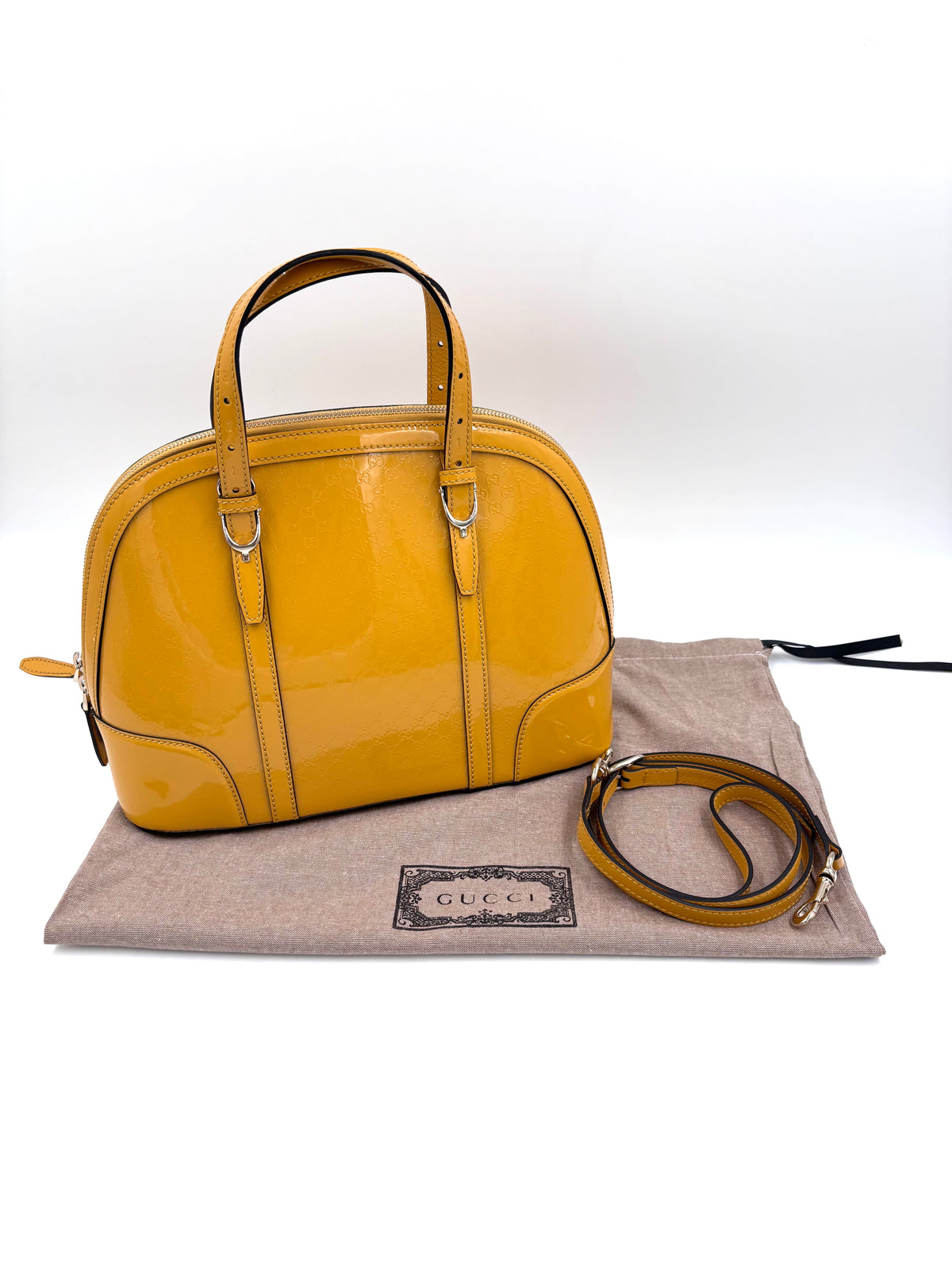 Pre-owned Gucci Microguccissima Nice Dome Satchel in Yellow Patent Leather - Authenticated