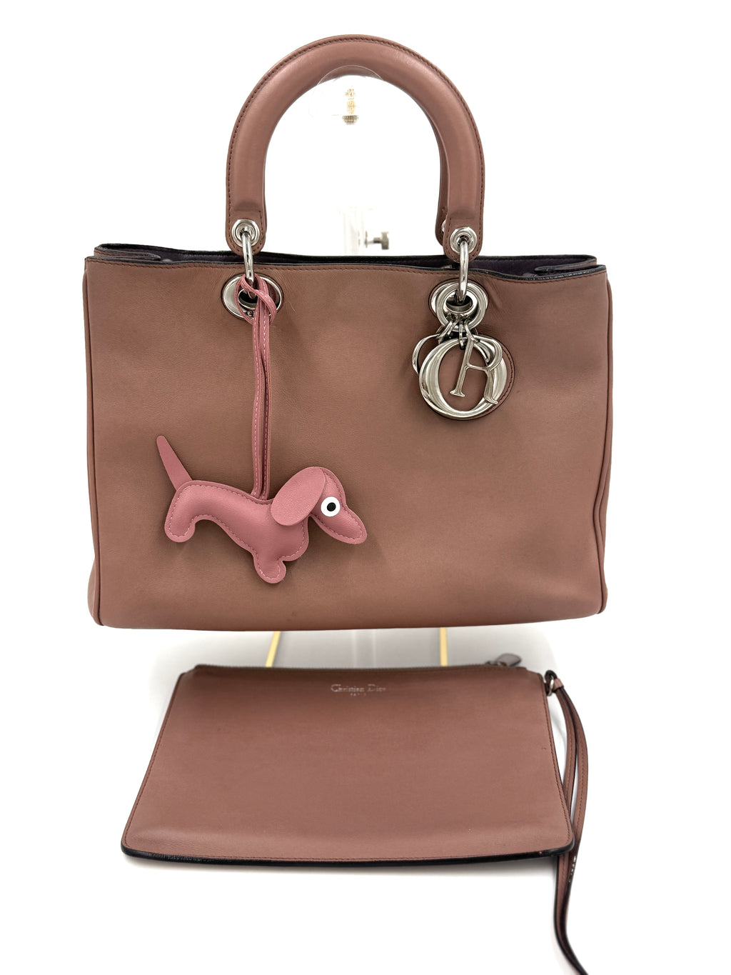 Pre-Owned Dior Diorissimo Pinkish Brown with Silver Hardware Medium - Authenticated
