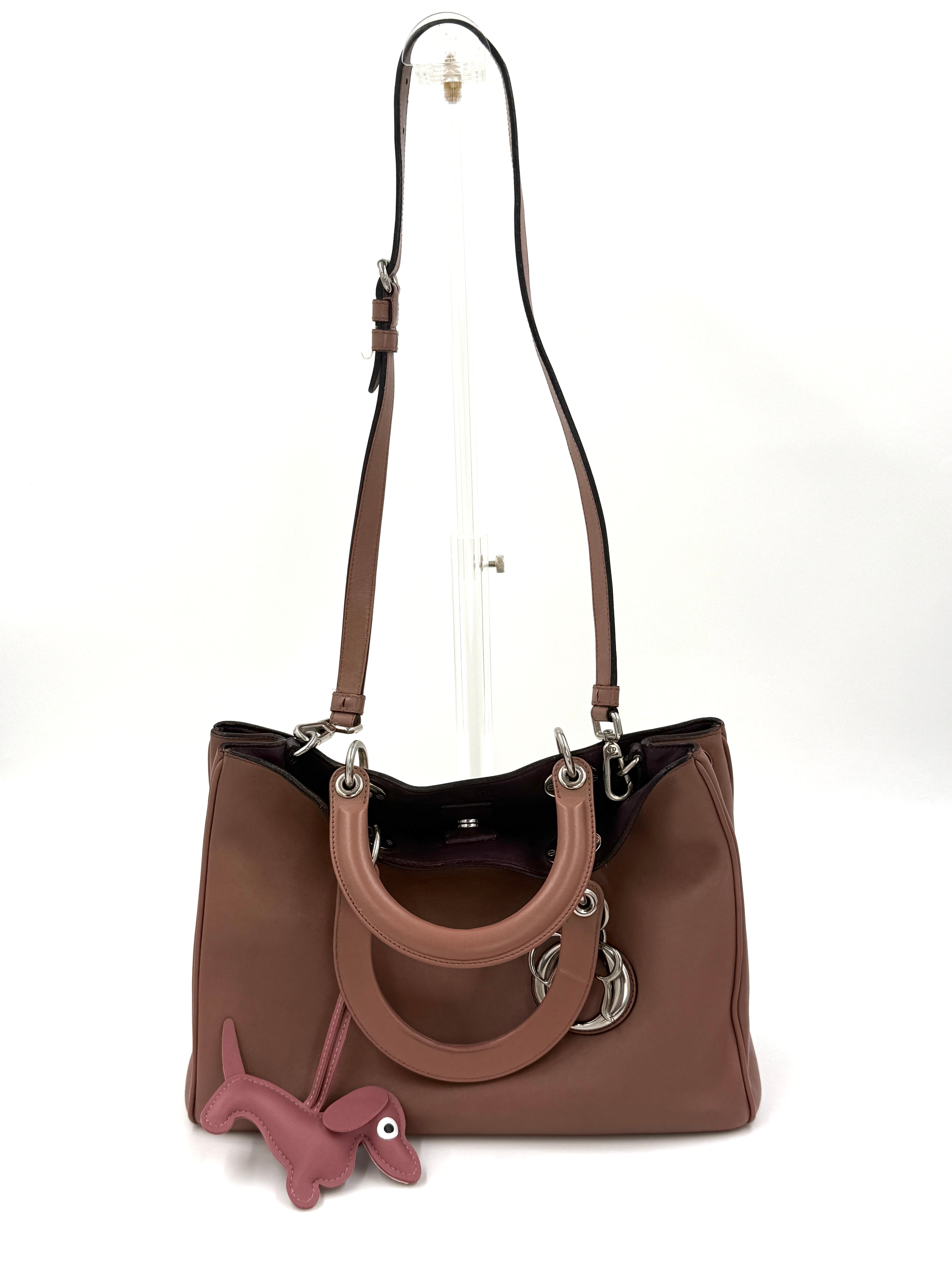 Pre-Owned Dior Diorissimo Pinkish Brown with Silver Hardware Medium - Authenticated