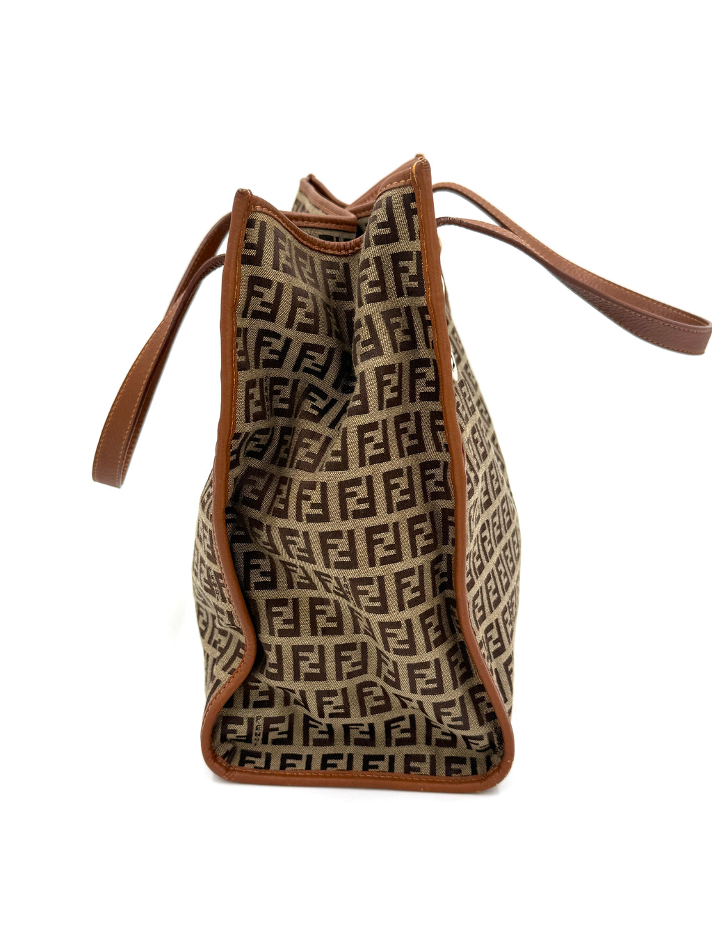 Pre-Owned Fendi Zucchino Monogram Tote with Leather Details - Authenticated
