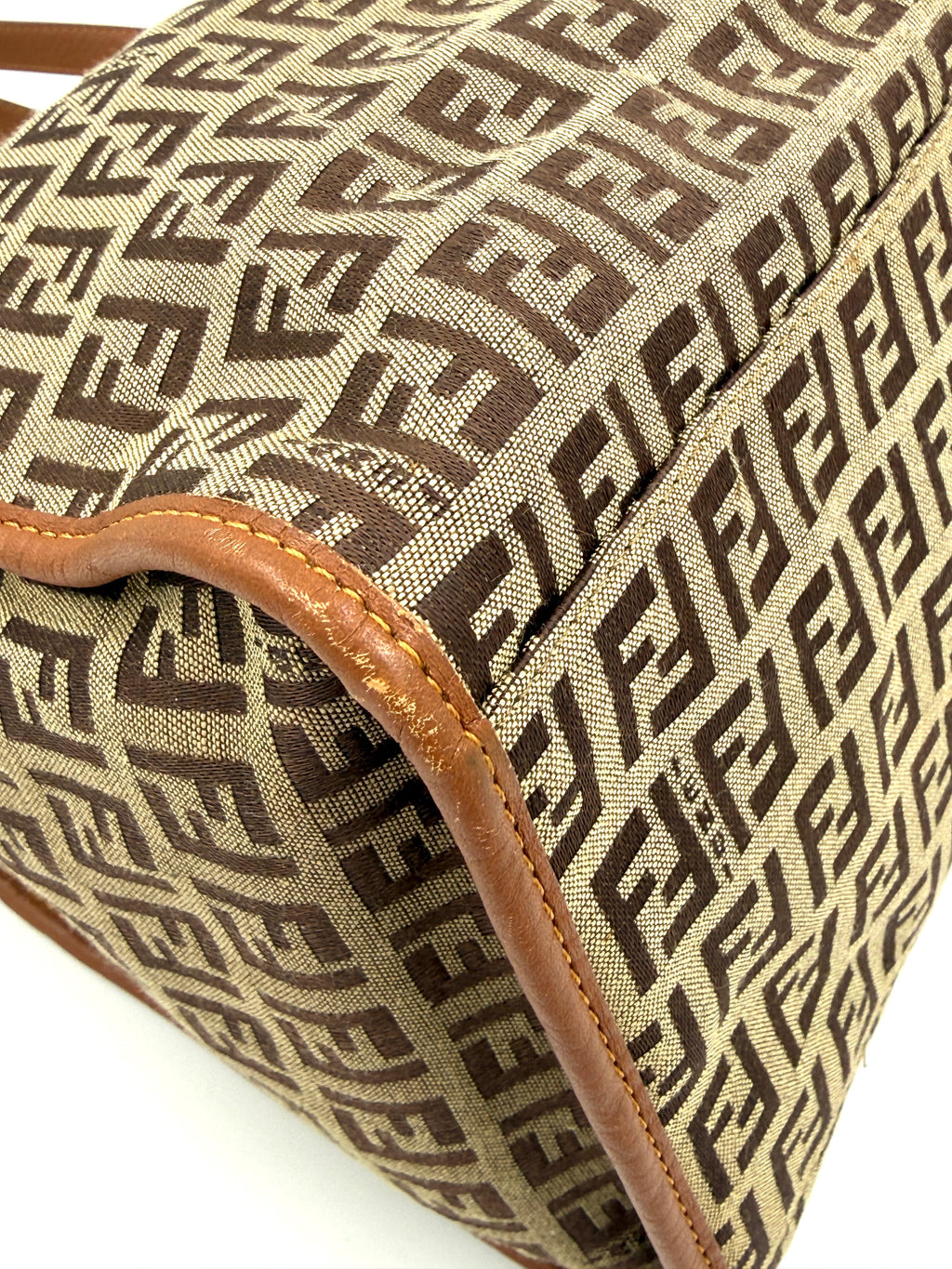 Pre-Owned Fendi Zucchino Monogram Tote with Leather Details - Authenticated