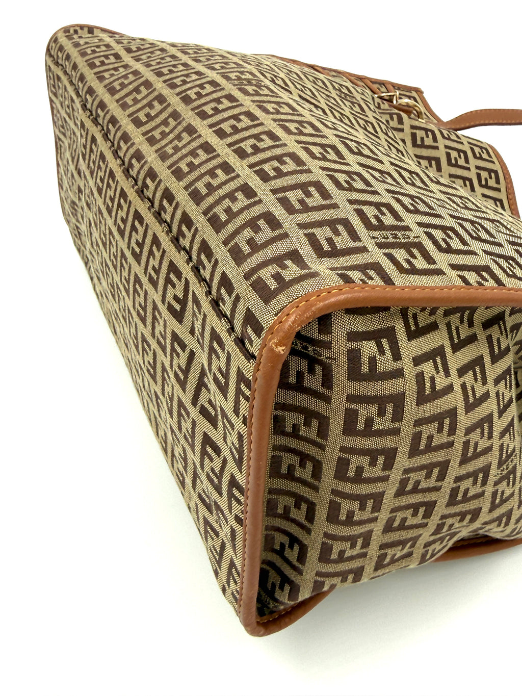 Pre-Owned Fendi Zucchino Monogram Tote with Leather Details - Authenticated