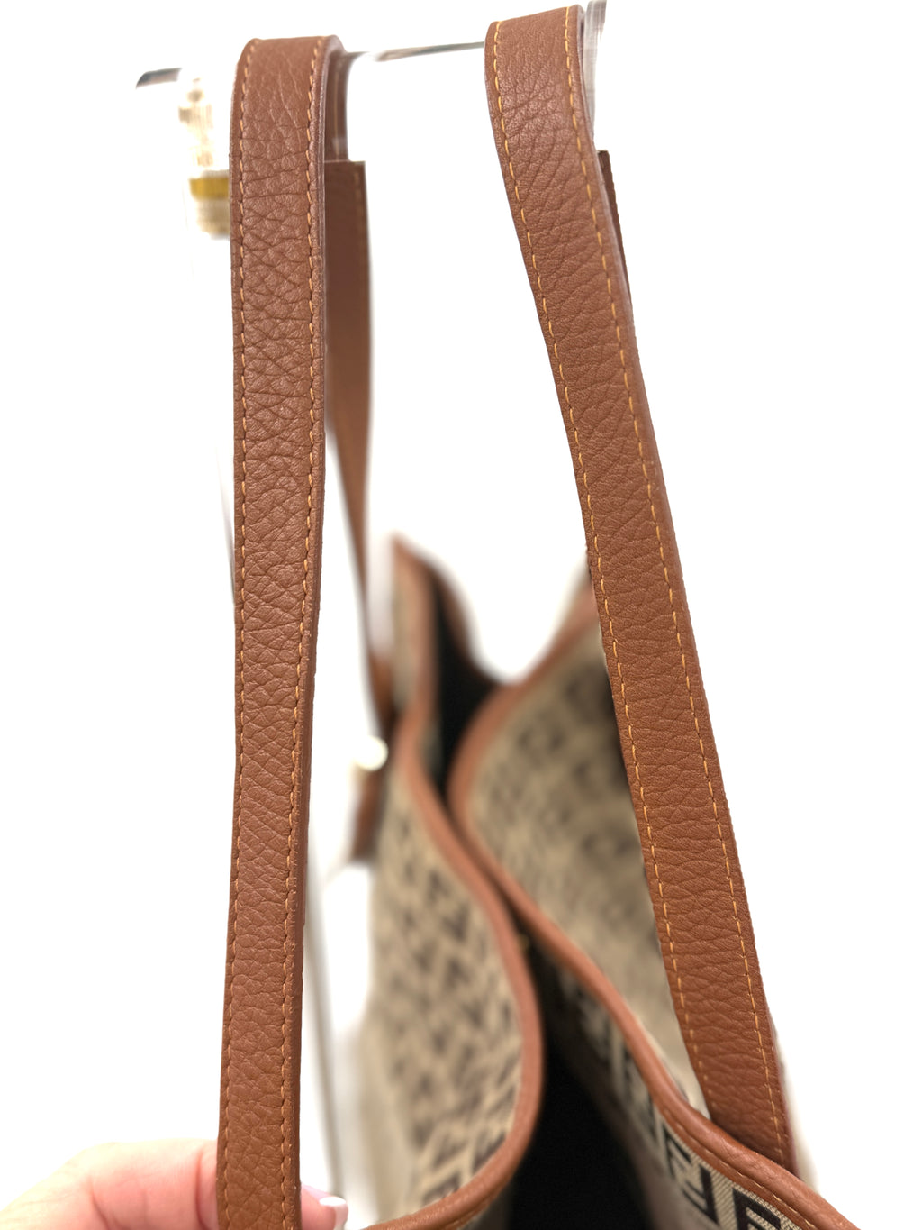 Pre-Owned Fendi Zucchino Monogram Tote with Leather Details - Authenticated