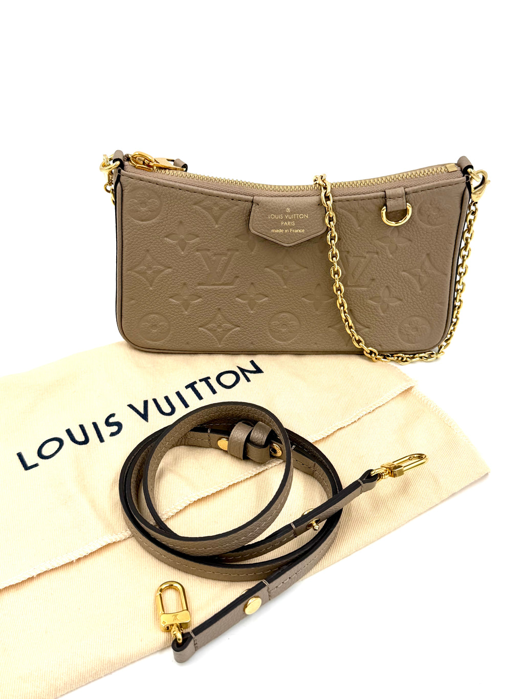 Pre-owned Louis Vuitton Easy Pouch On Strap Empreinte Leather Dune - Authenticated