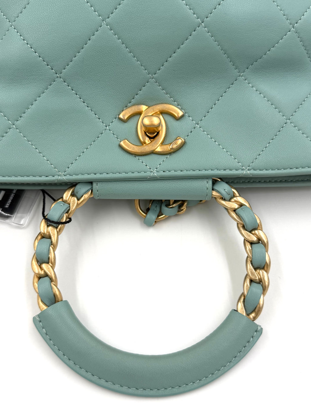 Pre-owned Chanel Quilted Lambskin Bucket Backpack Turquoise GHW Series 29 - Authenticated
