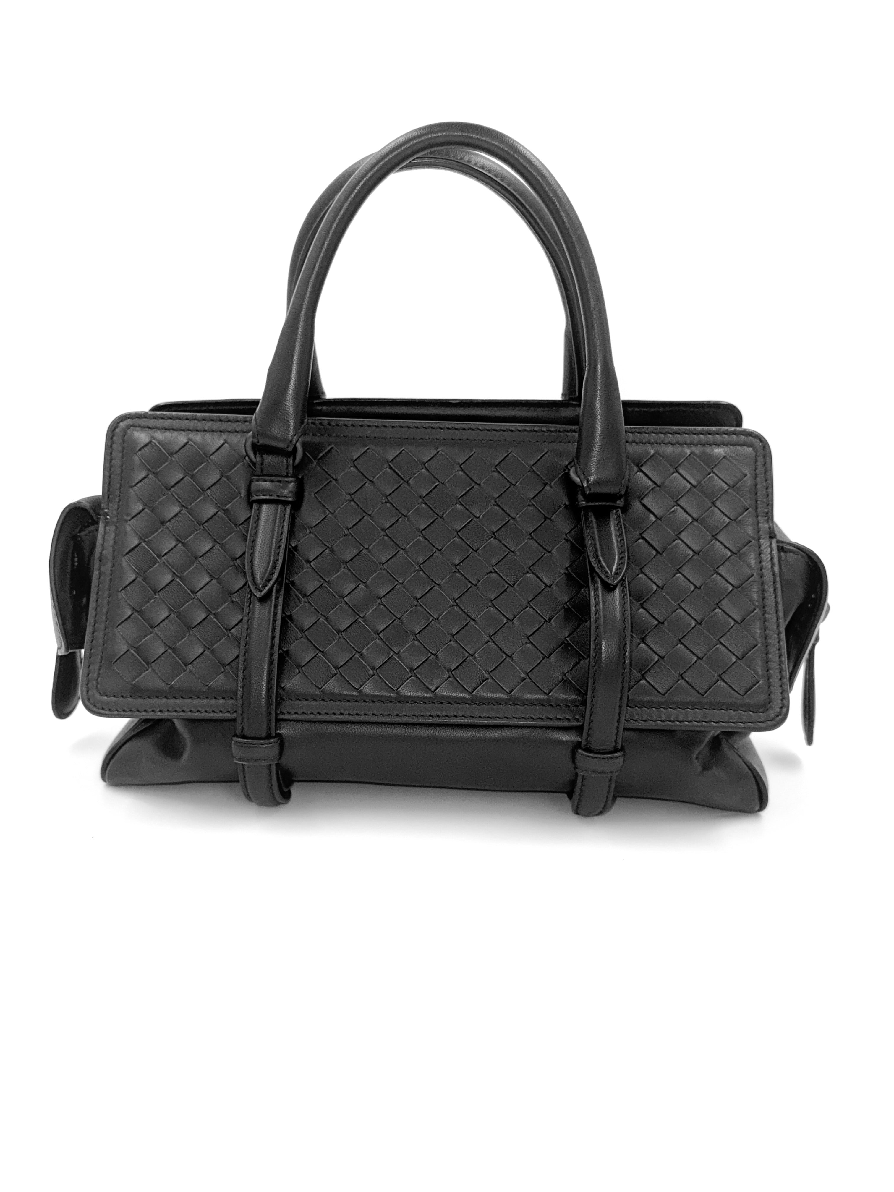 Pre-Owned Bottega Veneta Black Intrecciato Woven Nappa Leather Monaco Medium Satchel Bag - Authenticated
