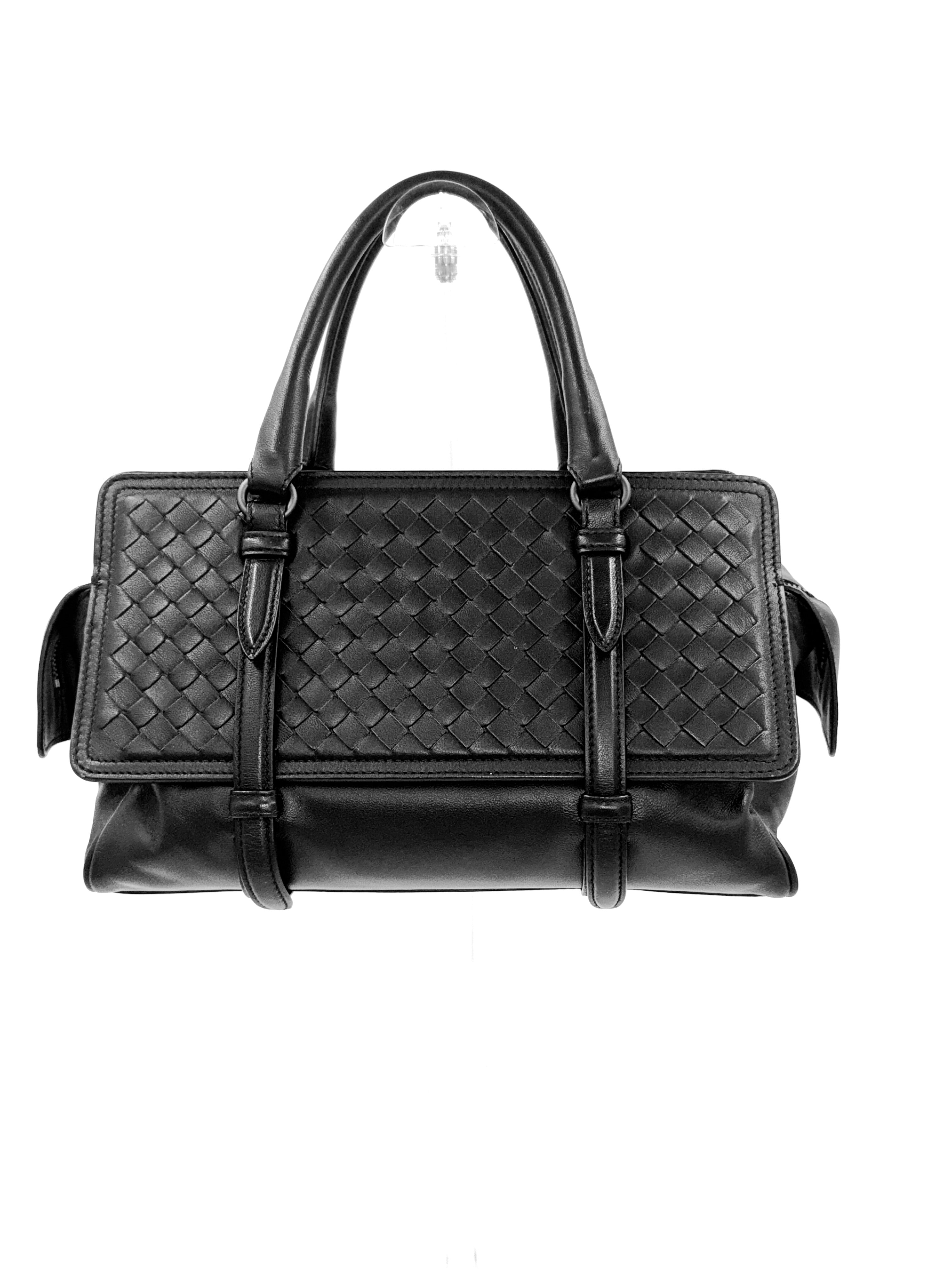 Pre-Owned Bottega Veneta Black Intrecciato Woven Nappa Leather Monaco Medium Satchel Bag - Authenticated