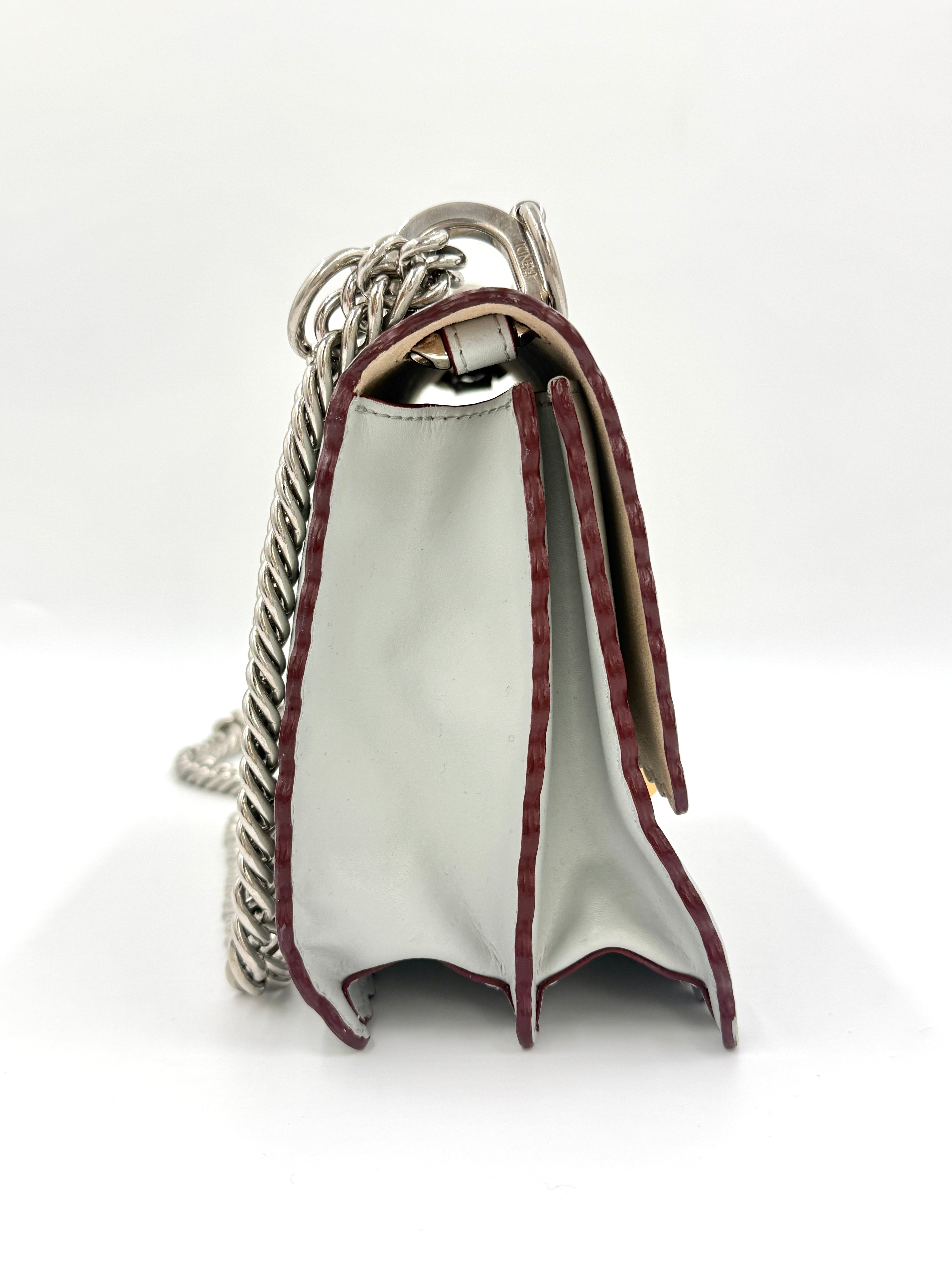 Pre-Owned Fendi Kan Shoulder/Crossbody Bag Gray Silver Hardware - Authenticated
