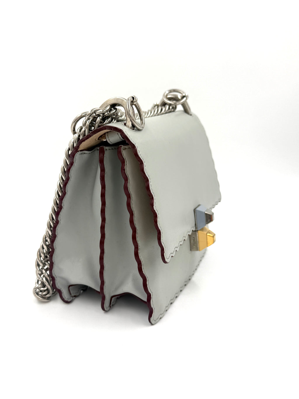 Pre-Owned Fendi Kan Shoulder/Crossbody Bag Gray Silver Hardware - Authenticated