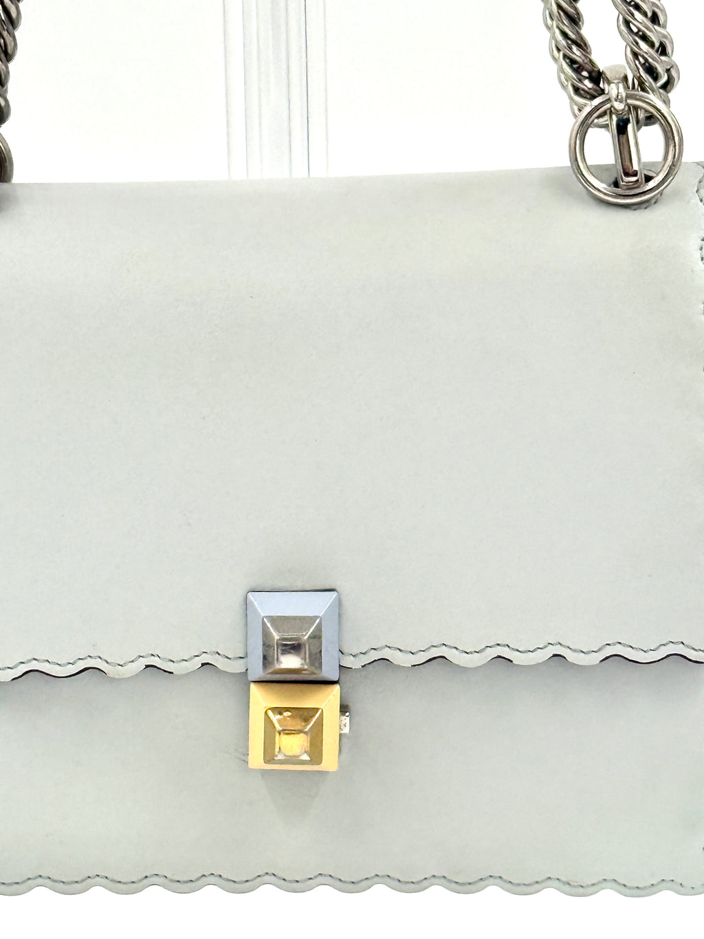 Pre-Owned Fendi Kan Shoulder/Crossbody Bag Gray Silver Hardware - Authenticated