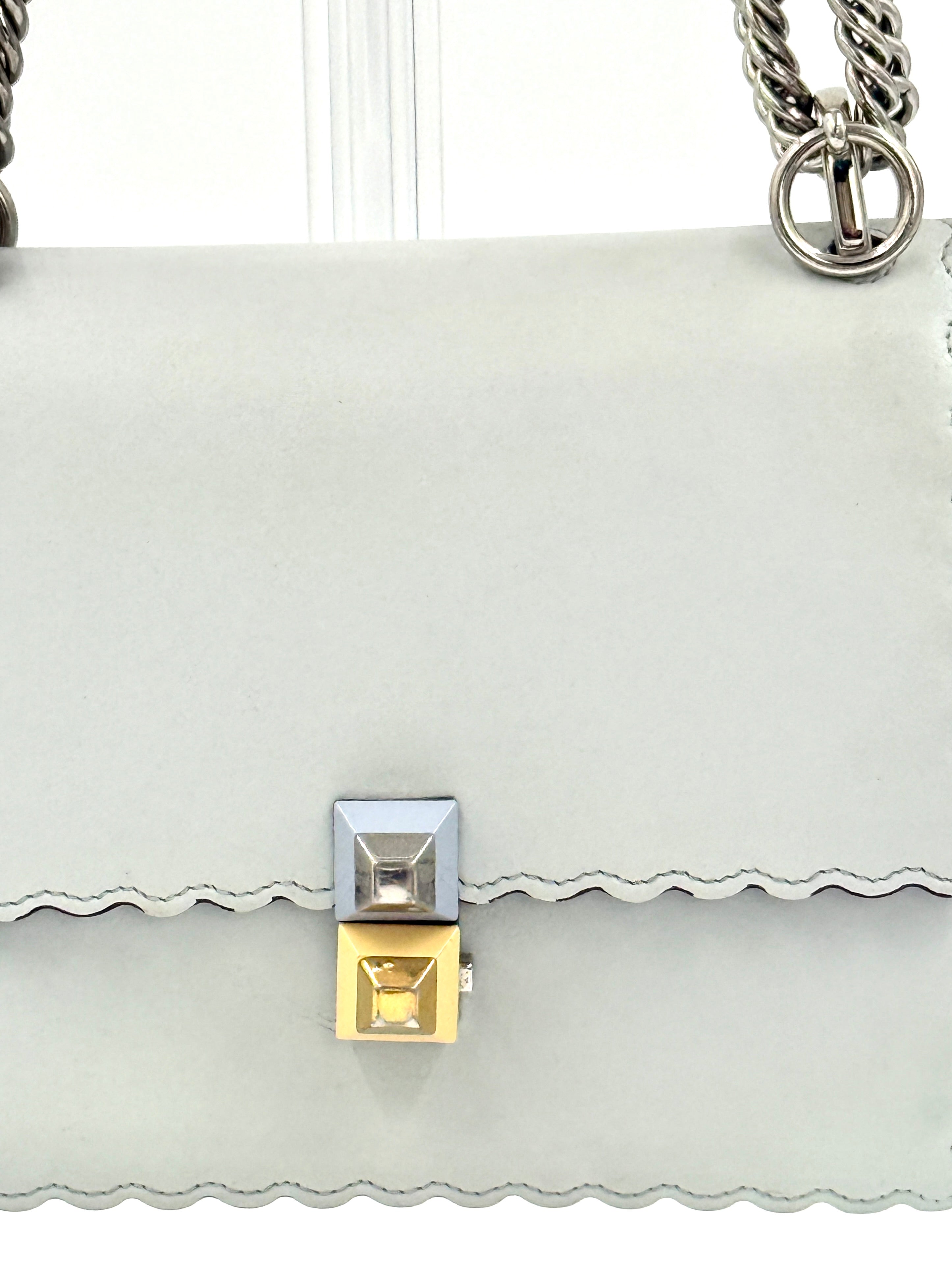 Pre-Owned Fendi Kan Shoulder/Crossbody Bag Gray Silver Hardware - Authenticated