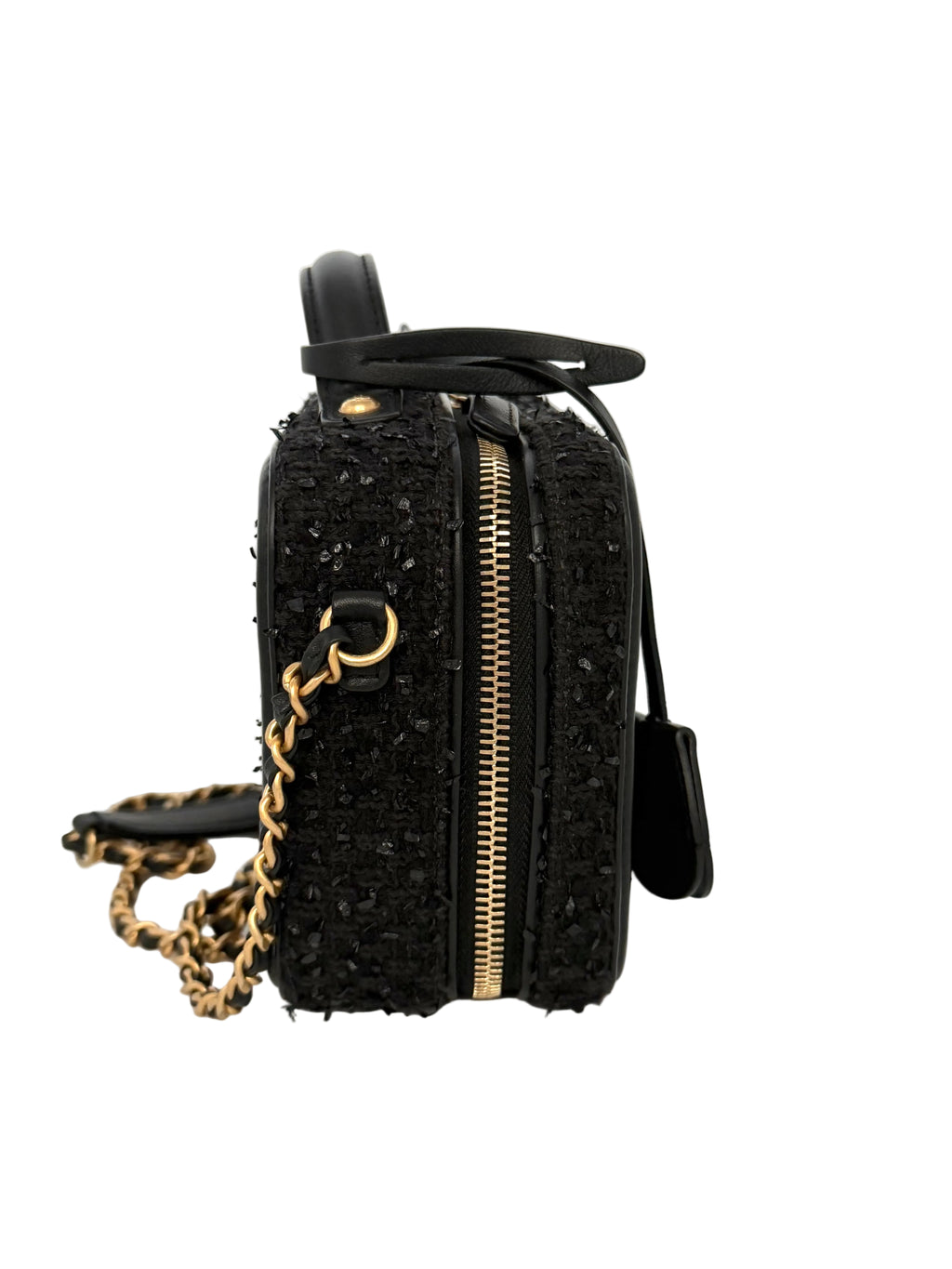 Pre-owned Chanel Black Small Filligree Tweed Vanity with Beading - Authenticated