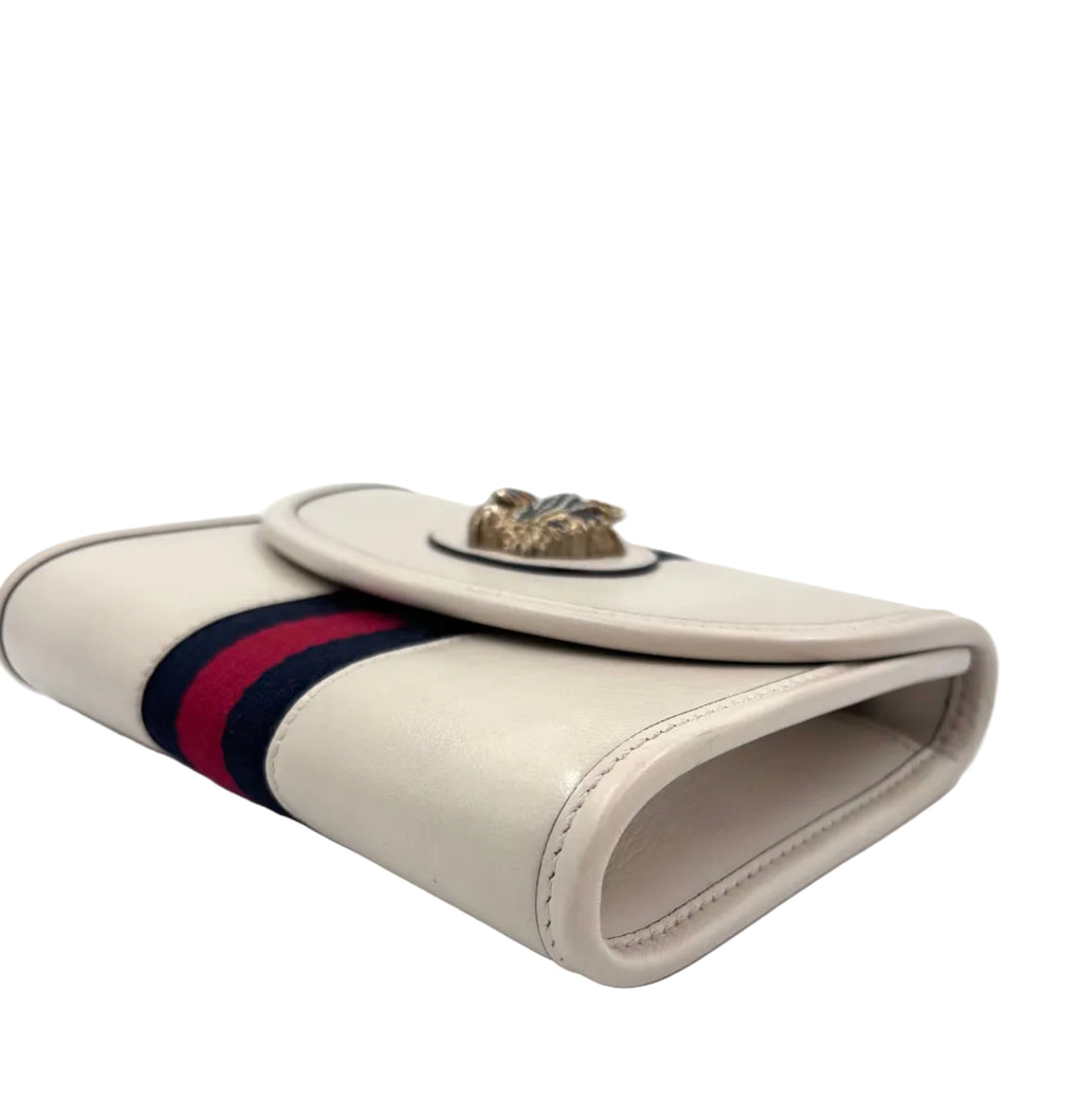 Pre-owned Gucci Rajah Tiger Head Mini Crossbody Bag in Cream Leather - Authenticated