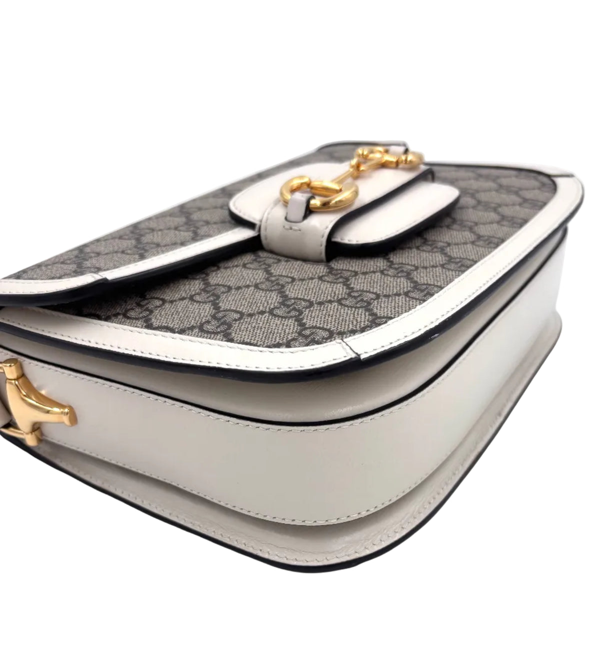 Pre-owned GUCCI GG Supreme Monogram Horsebit 1955 Shoulder Bag Beige Mystic White - Authenticated