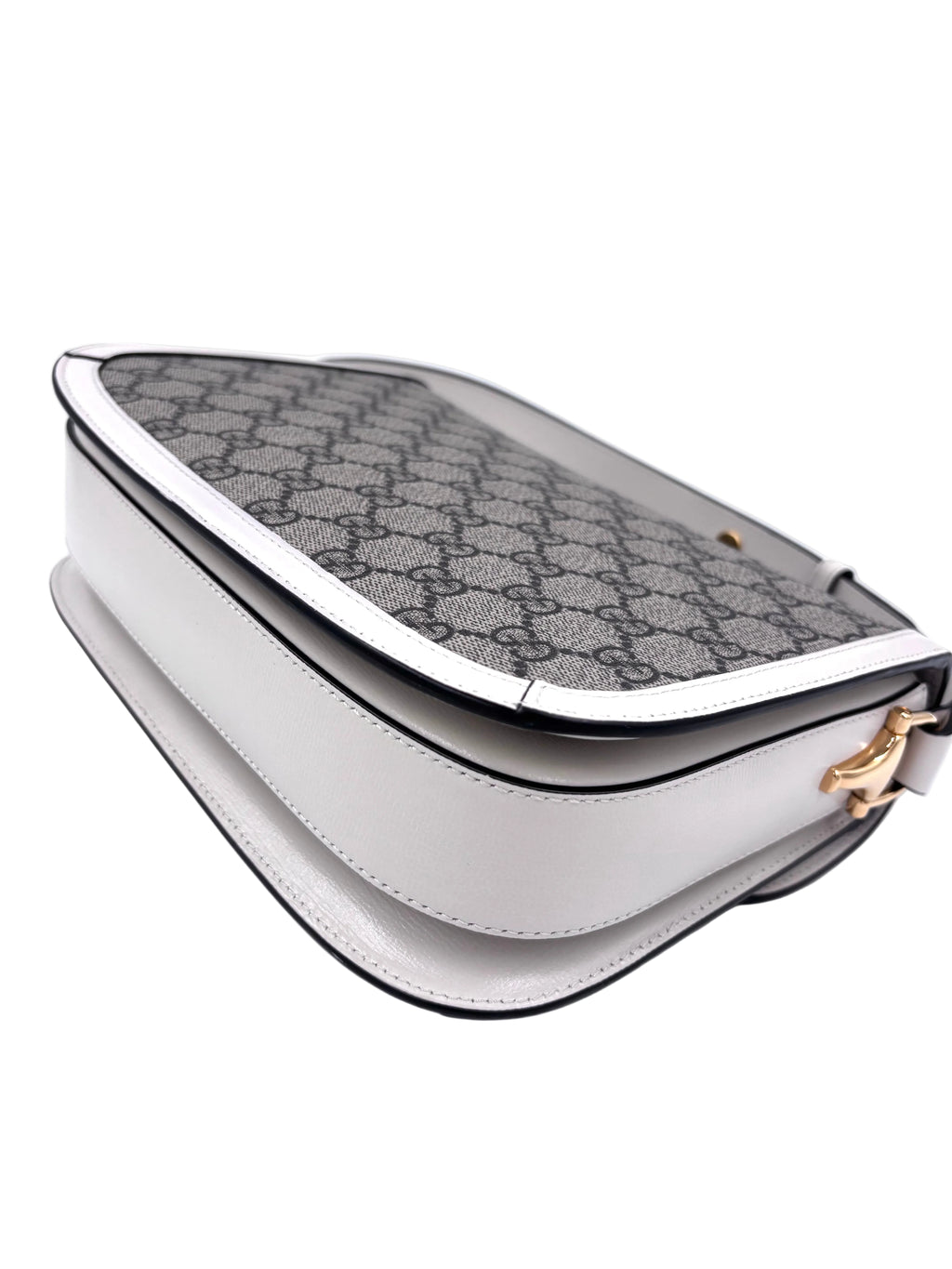Pre-owned GUCCI GG Supreme Monogram Horsebit 1955 Shoulder Bag Beige Mystic White - Authenticated