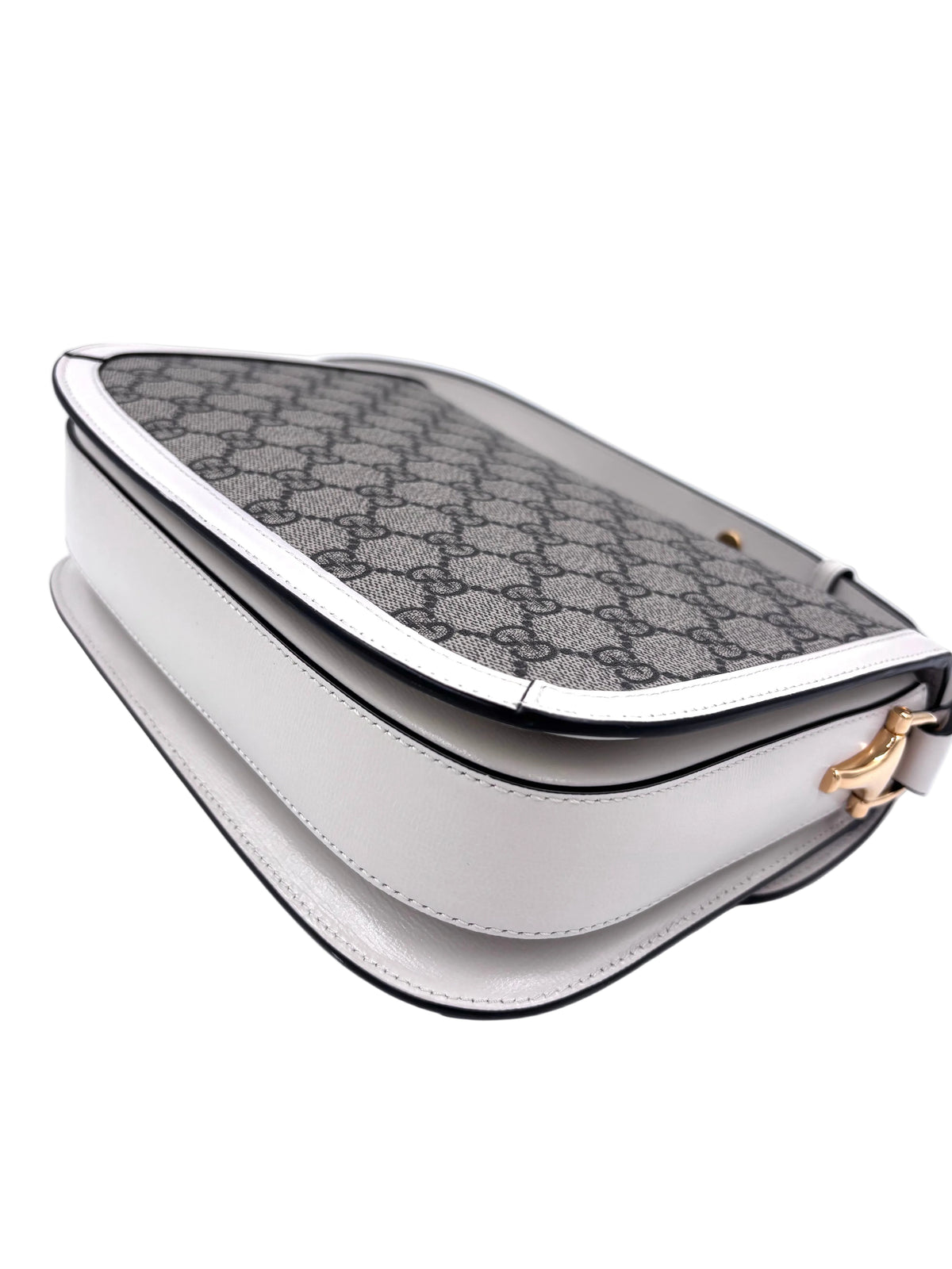 Pre-owned GUCCI GG Supreme Monogram Horsebit 1955 Shoulder Bag Beige Mystic White - Authenticated