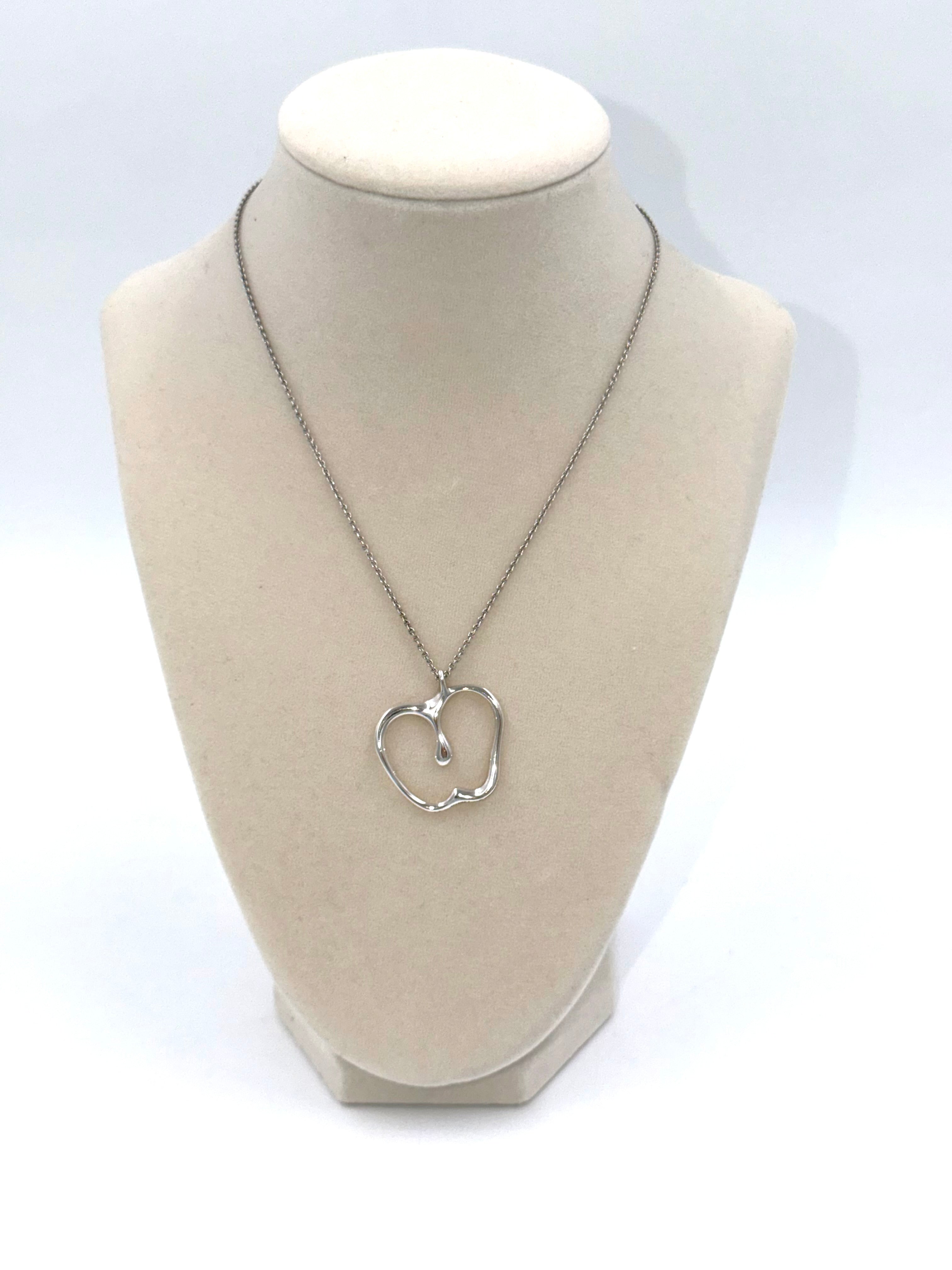 Pre-owned Tiffany & Co. Elsa Peretti Apple Necklace Sterling Silver 16"