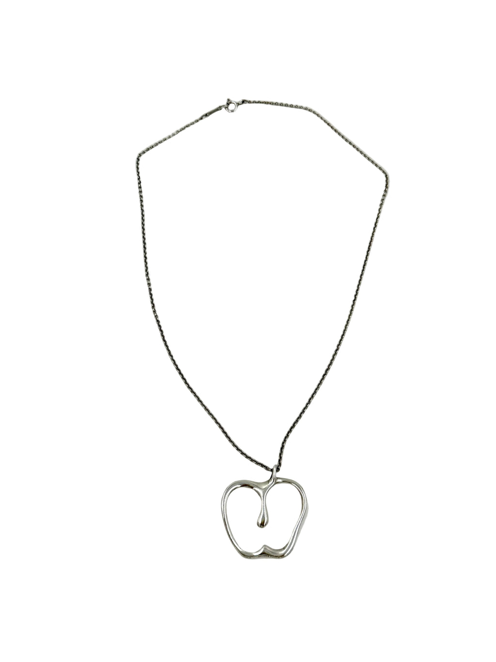 Pre-owned Tiffany & Co. Elsa Peretti Apple Necklace Sterling Silver 16"