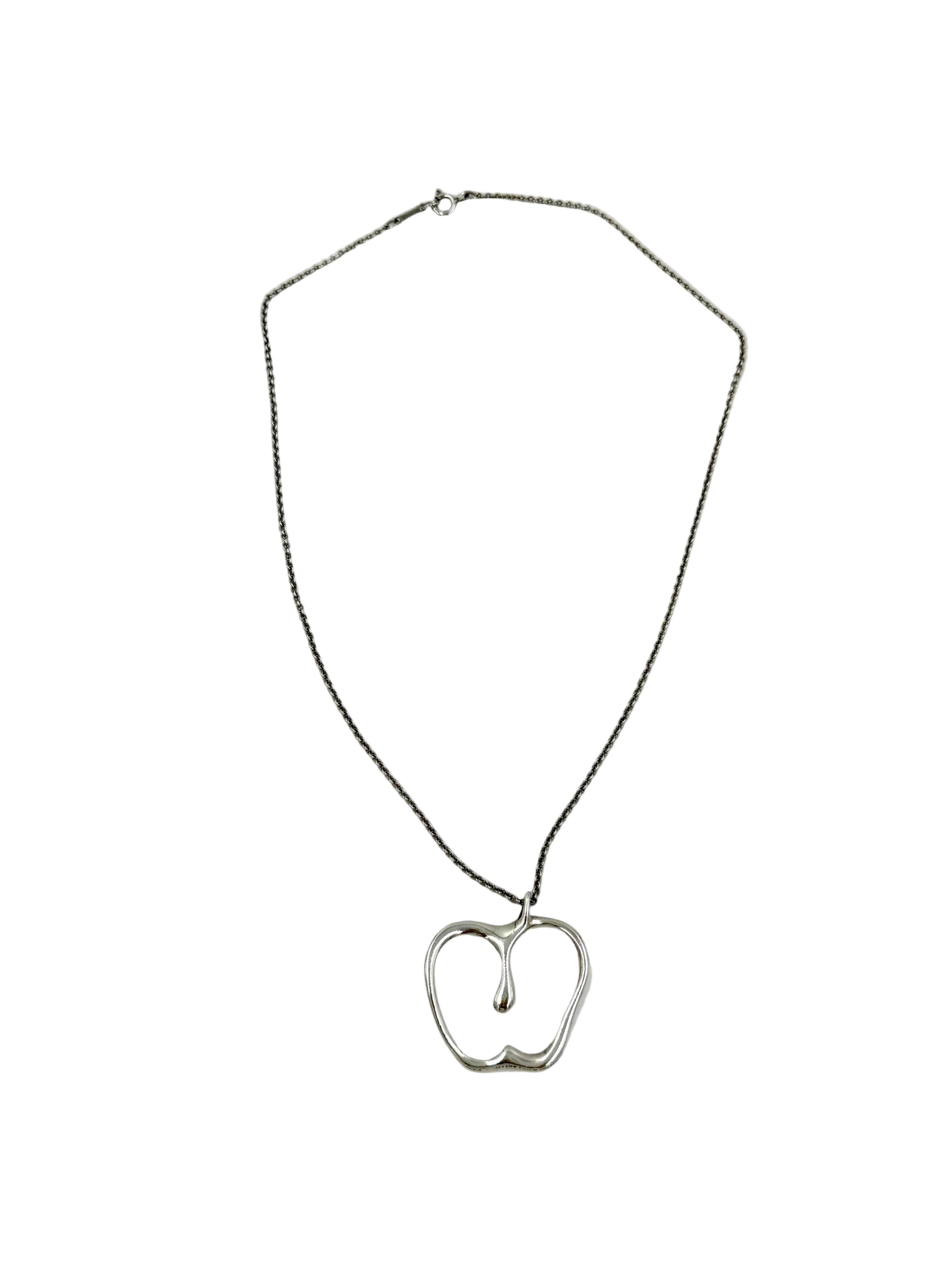 Pre-owned Tiffany & Co. Elsa Peretti Apple Necklace Sterling Silver 16"