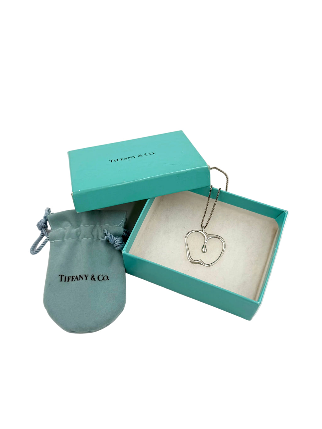 Pre-owned Tiffany & Co. Elsa Peretti Apple Necklace Sterling Silver 16"
