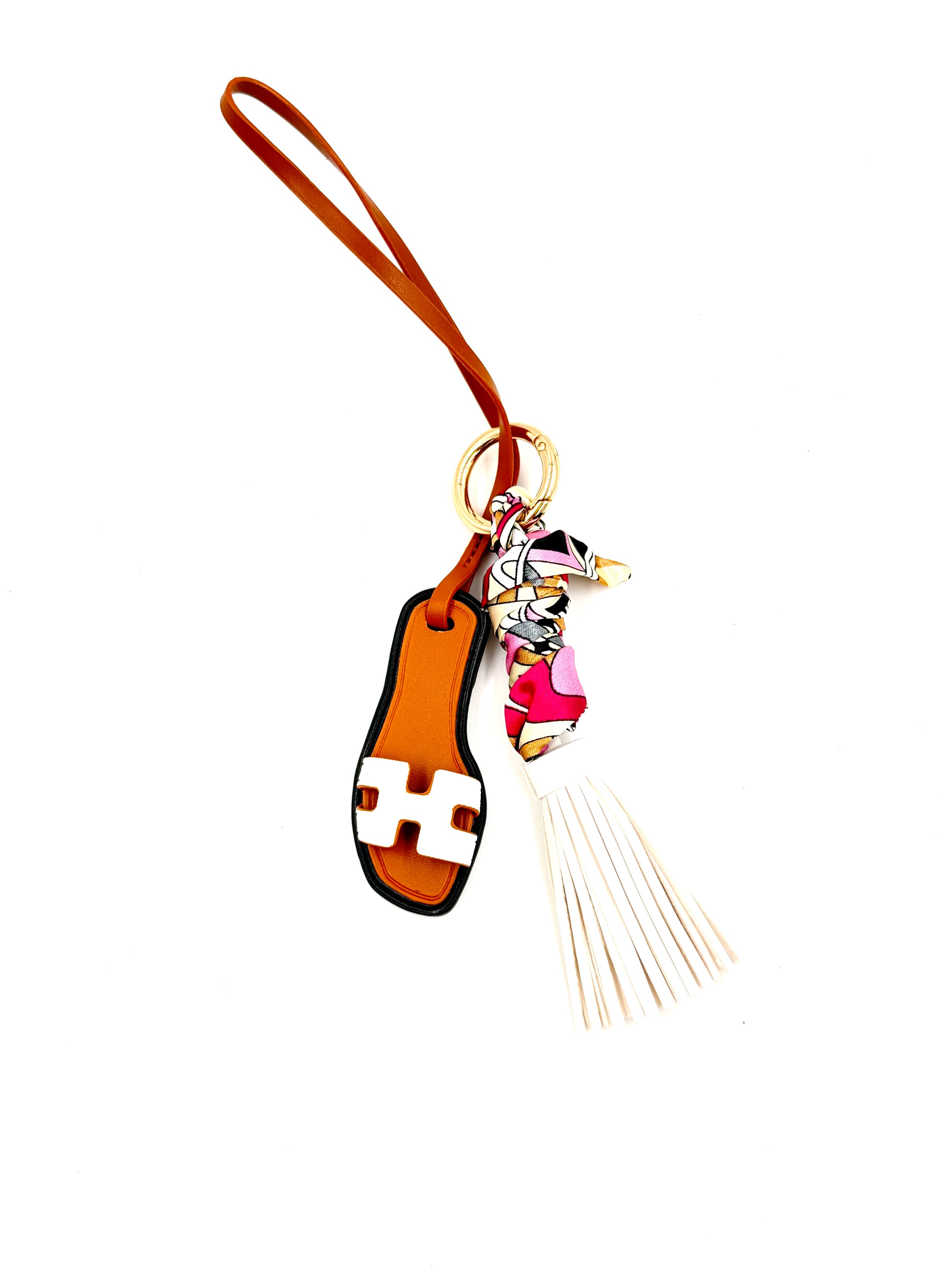 Tassel and Sandal Bag Charm - White