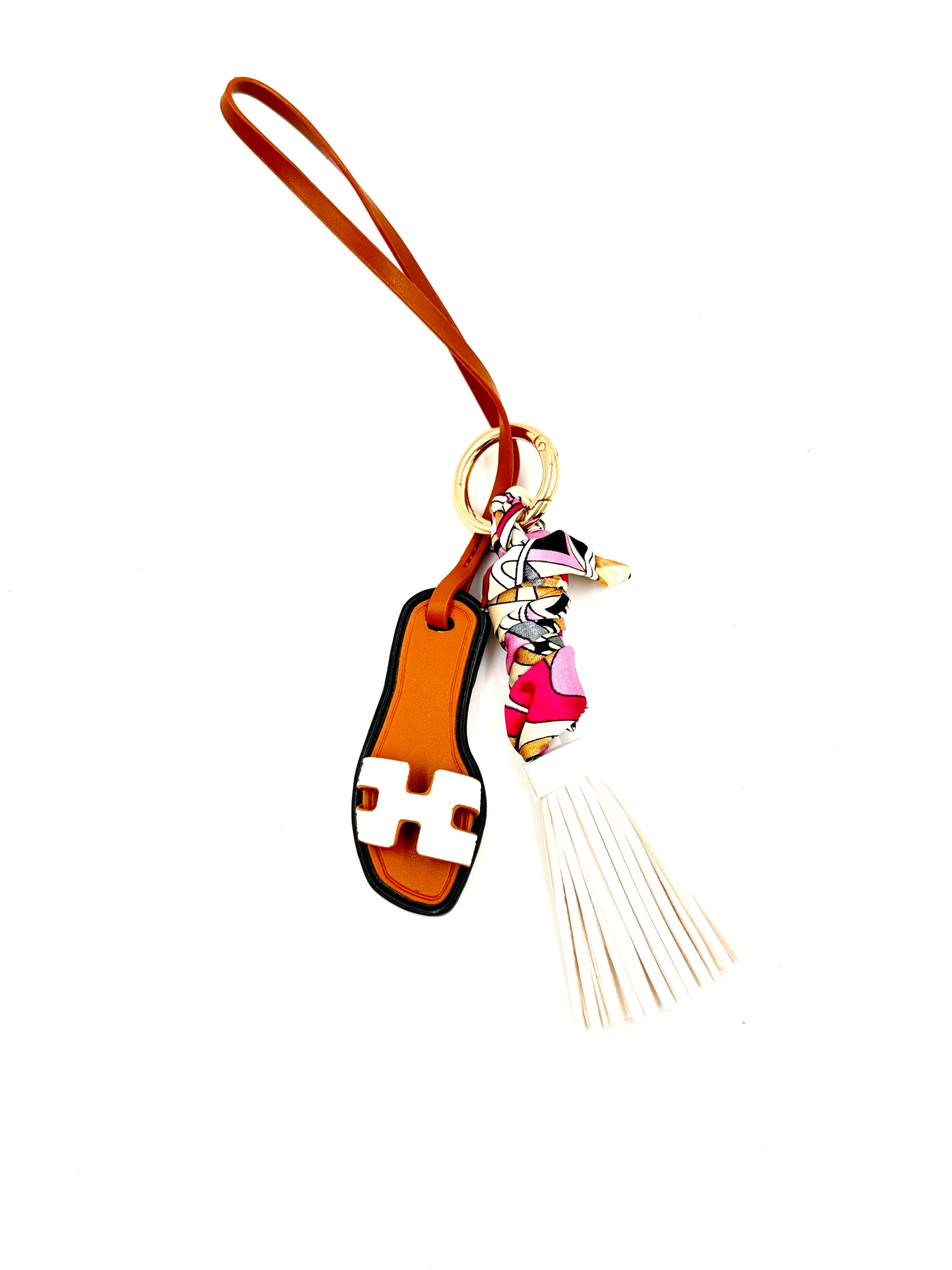 Tassel and Sandal Bag Charm - White