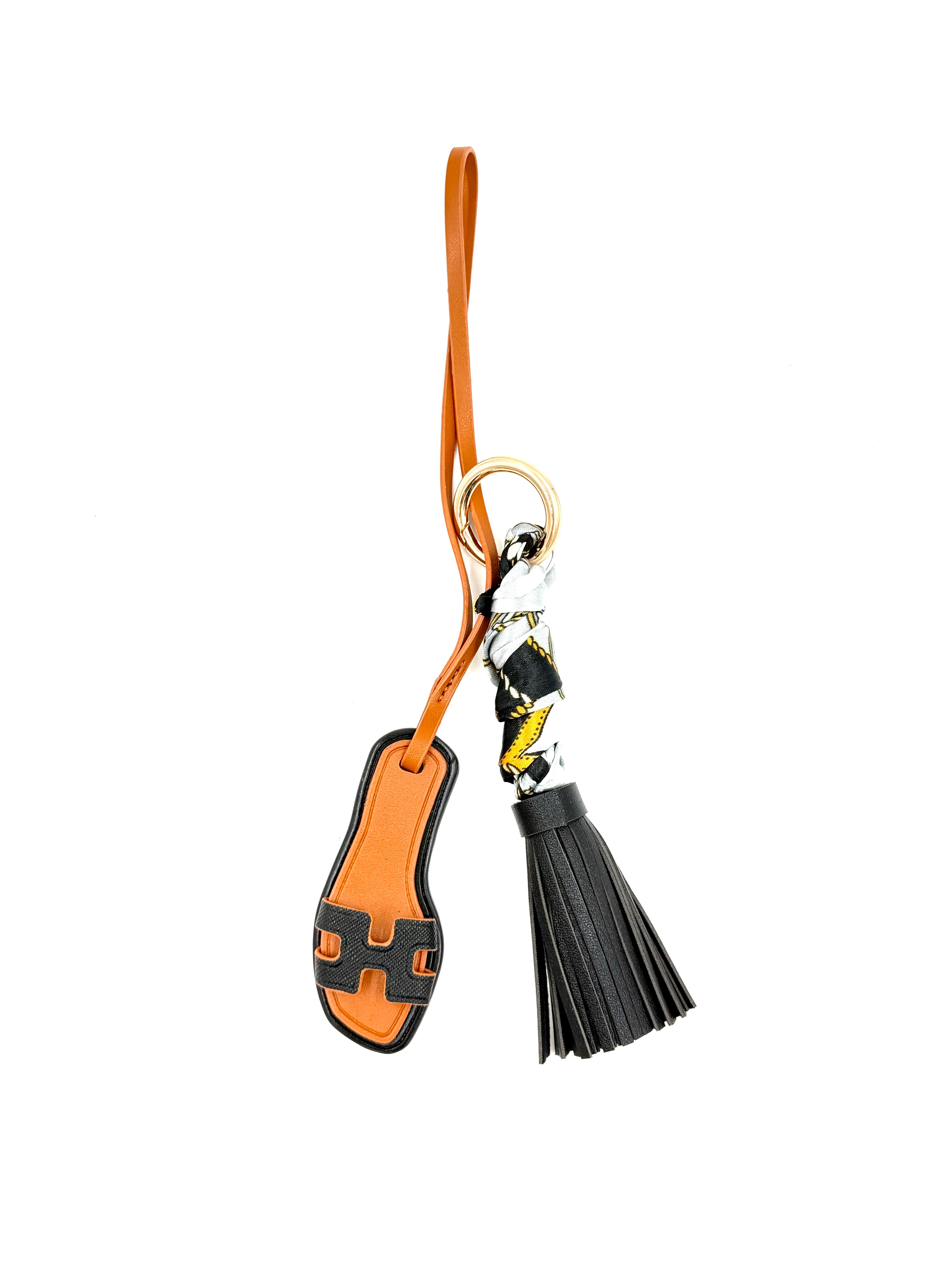 Tassel and Sandal Bag Charm, Black