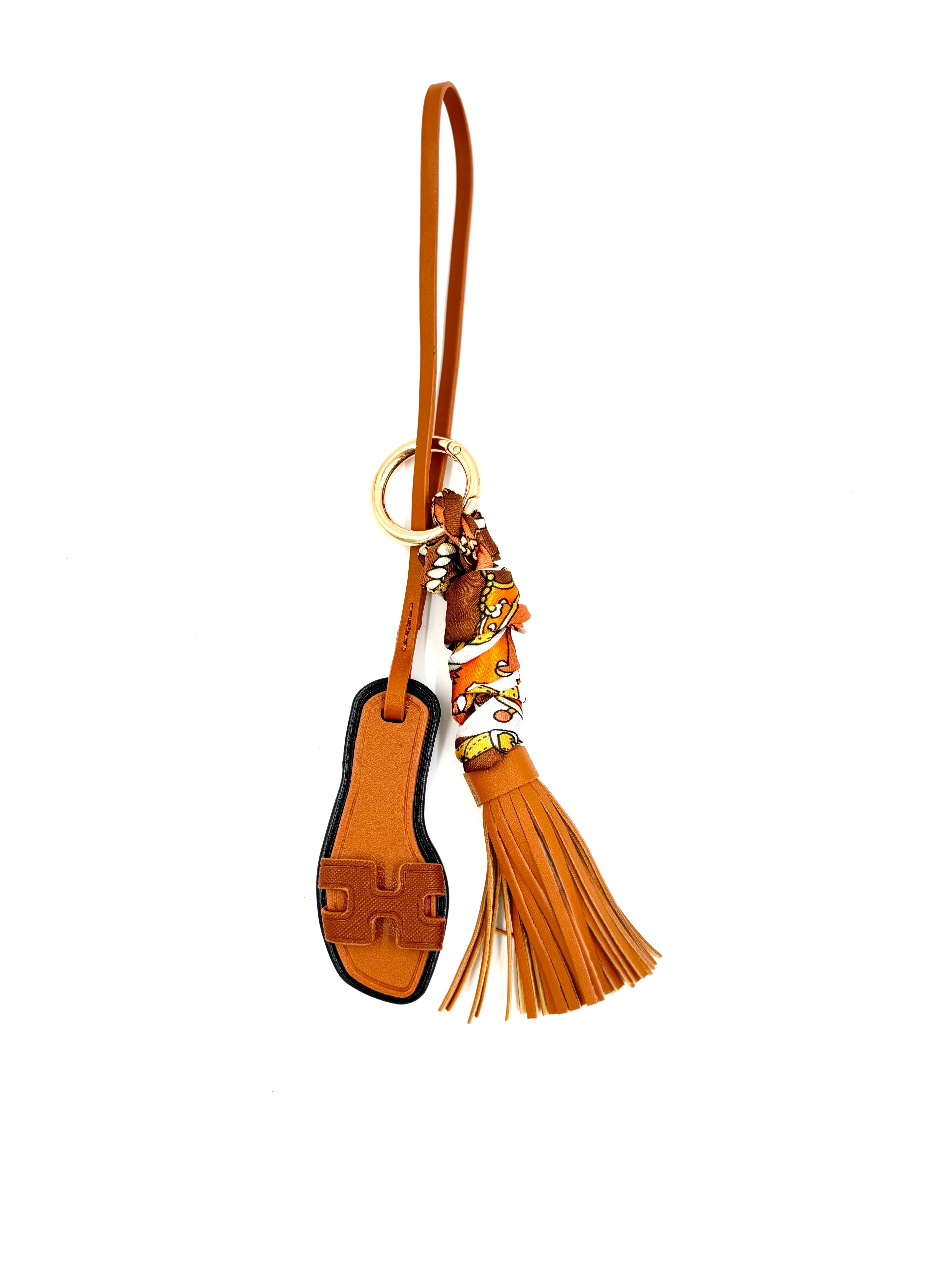 Tassel and Sandal Bag Charm - Brown