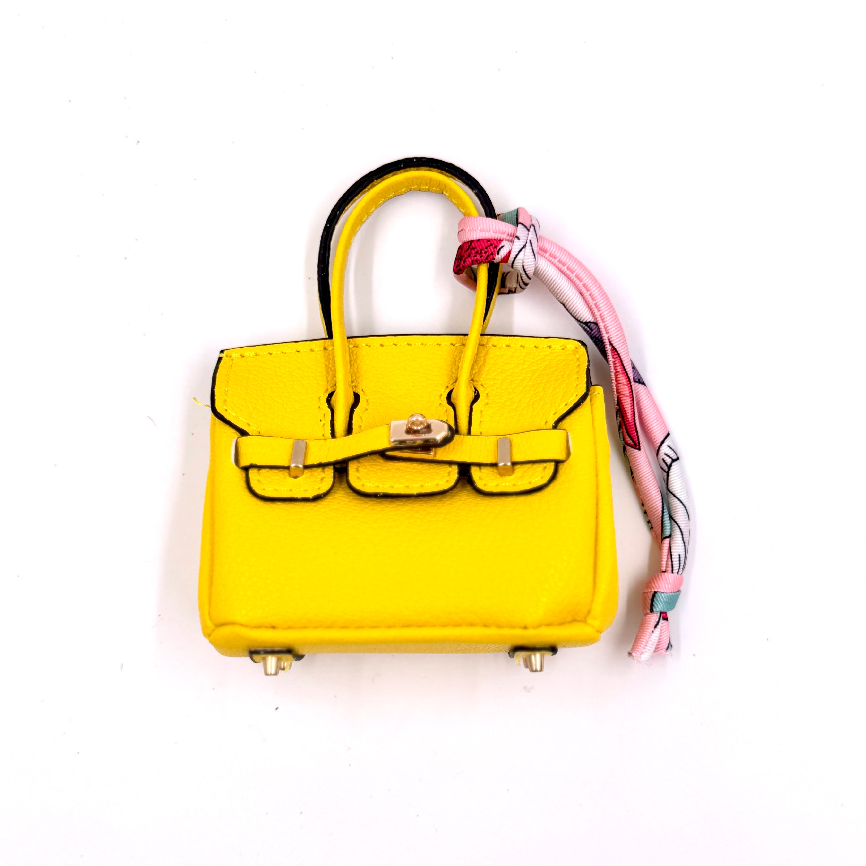 Faux Birkin Bag Charm in Yellow