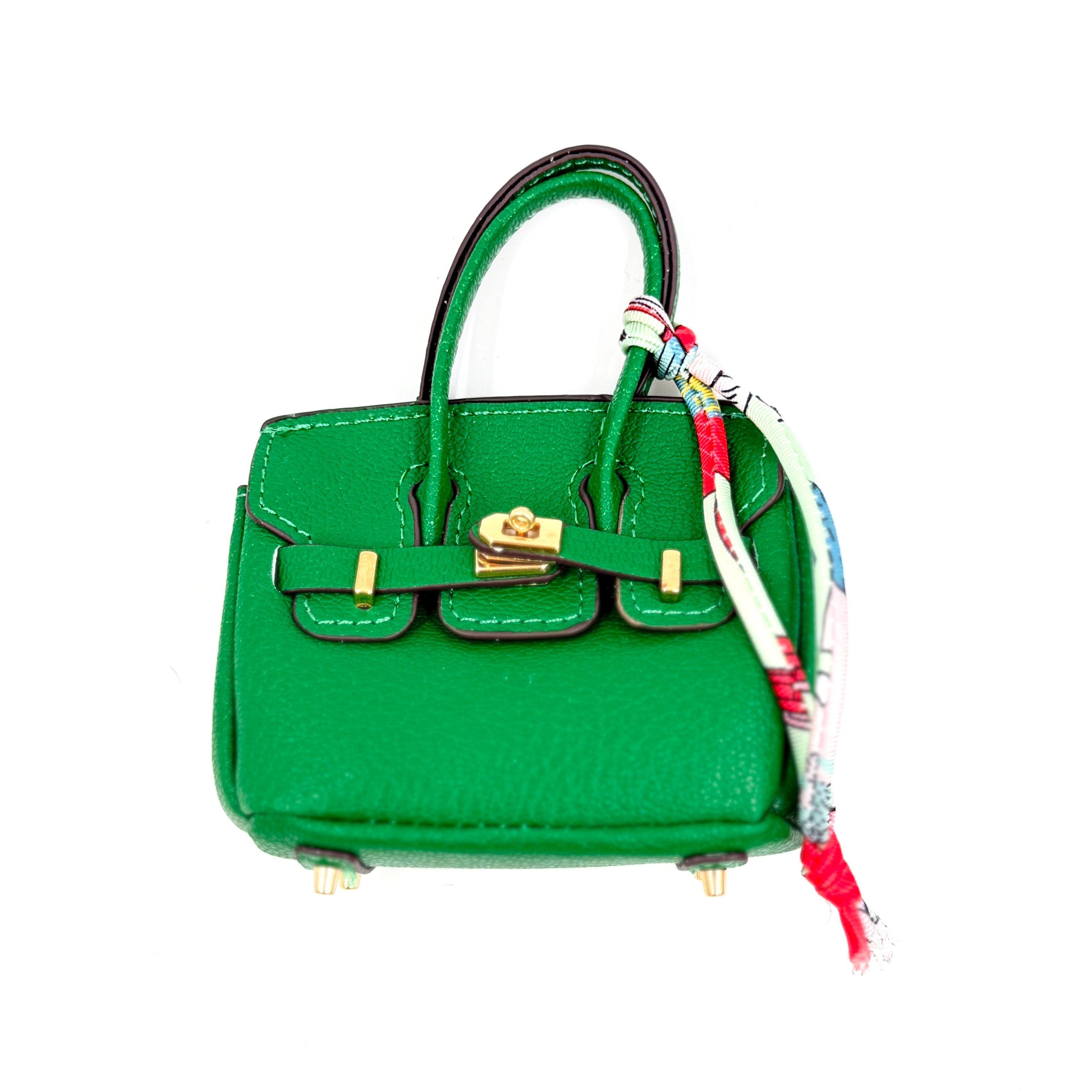 Faux Birkin Bag Charm in Green