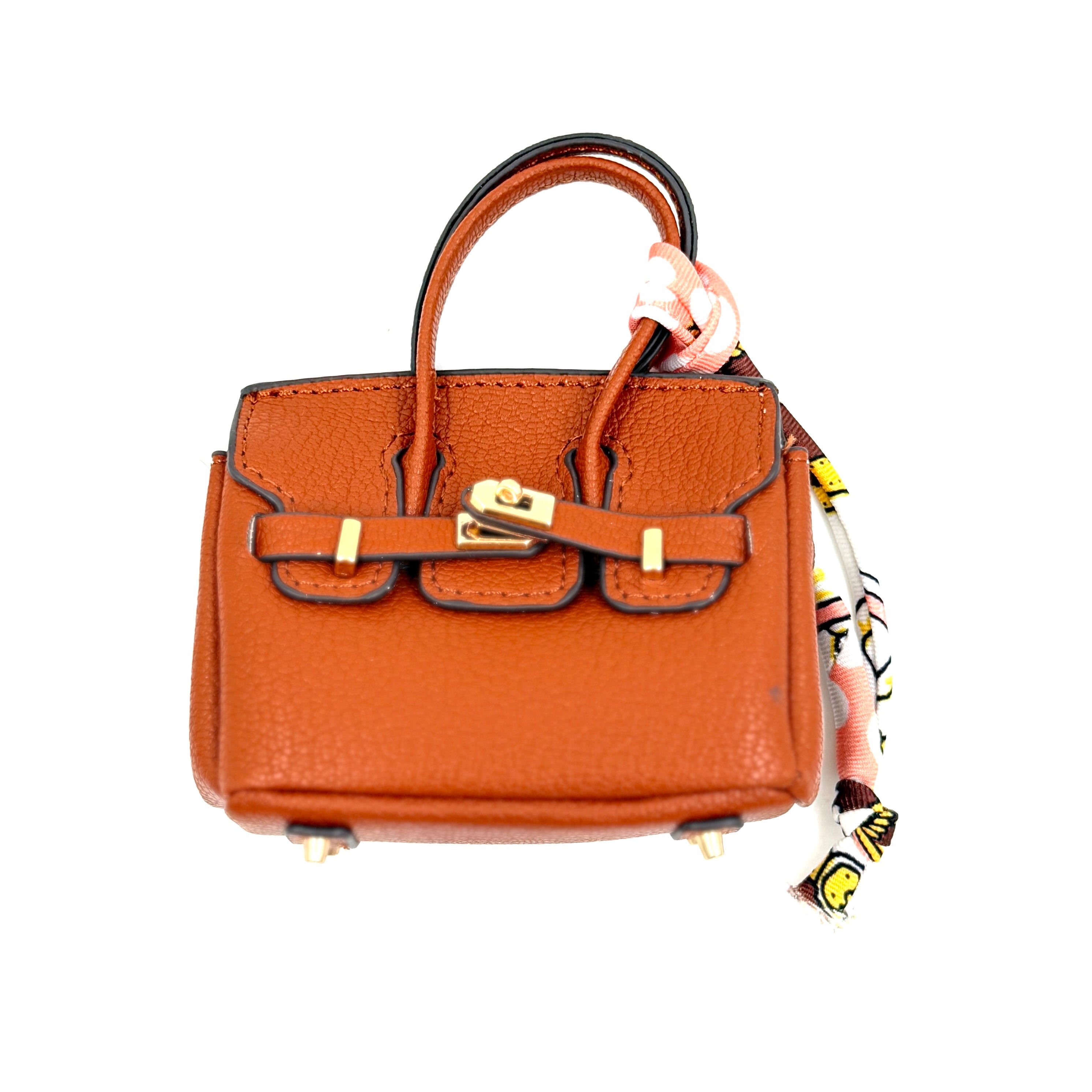 Faux Birkin Bag Charm in Brown